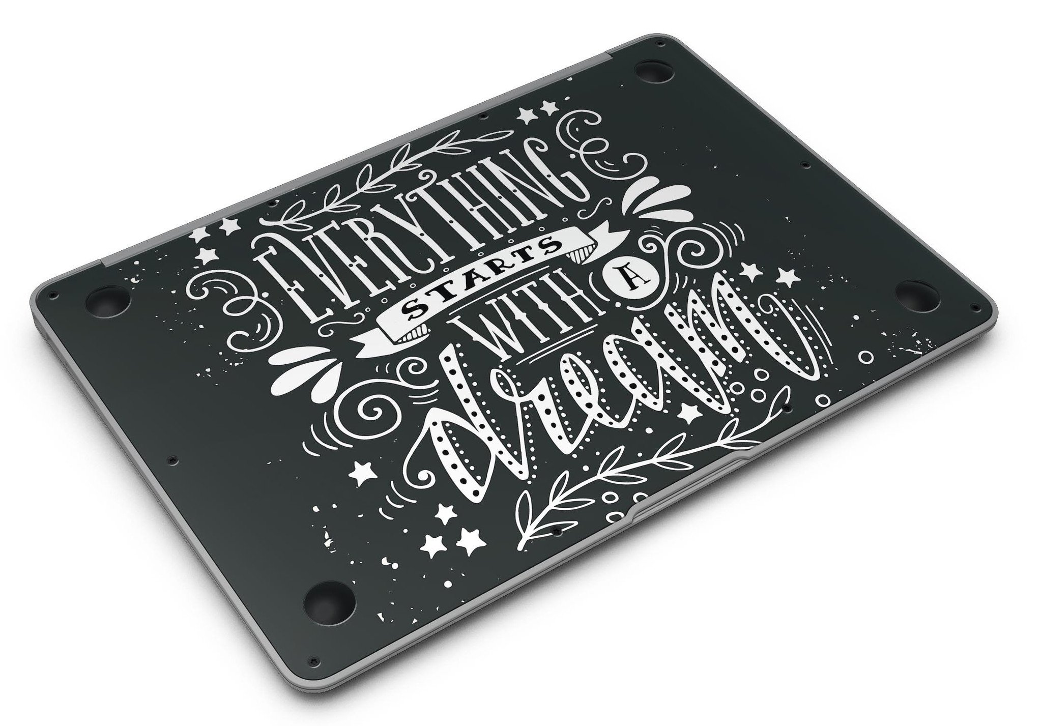 Everything Starts with a Dream MacBook Air Skin Kit showcasing glossy and matte finishes on a sleek MacBook Air.