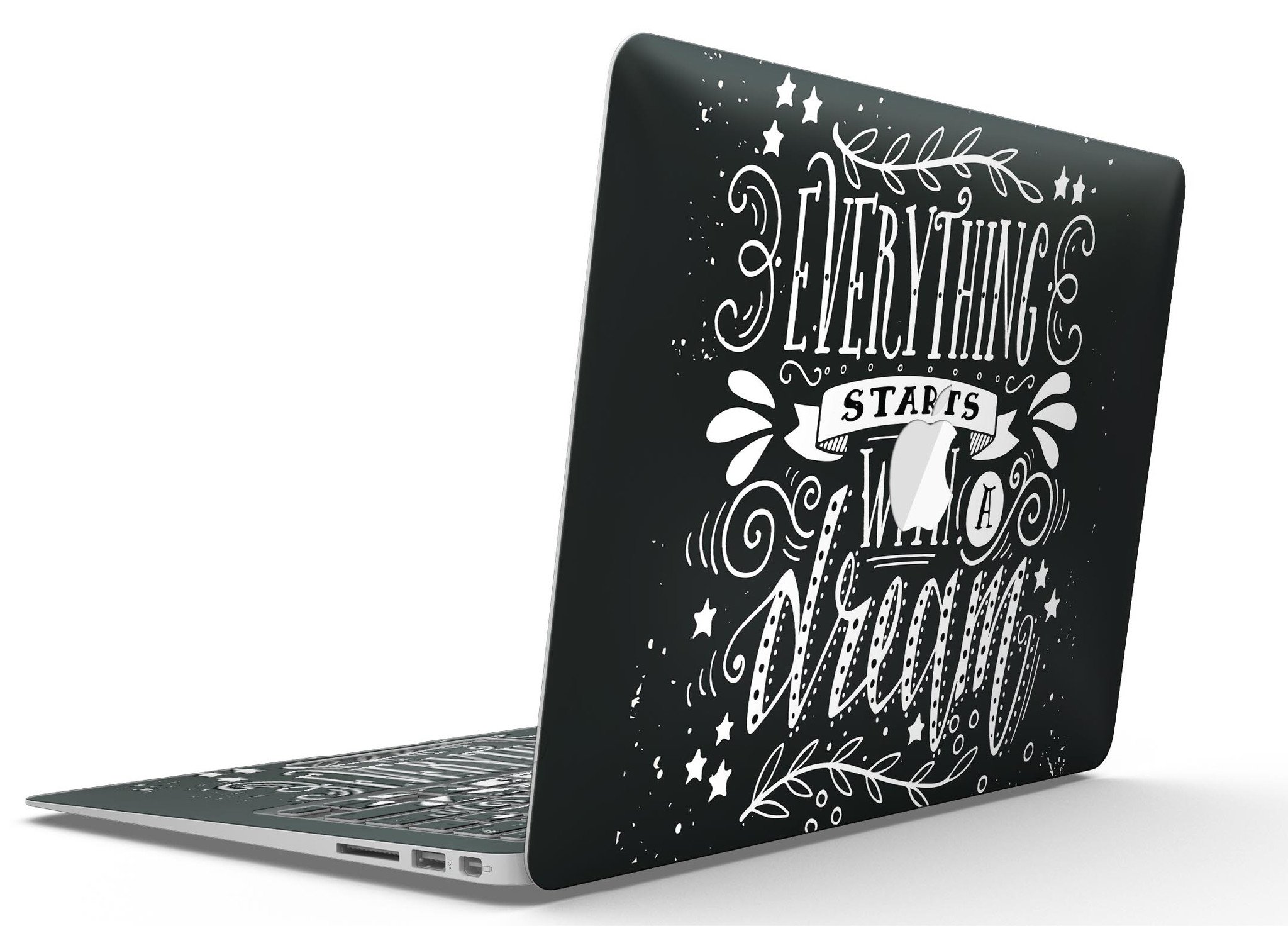 Everything Starts with a Dream MacBook Air Skin Kit showcasing glossy and matte finishes on a sleek MacBook Air.