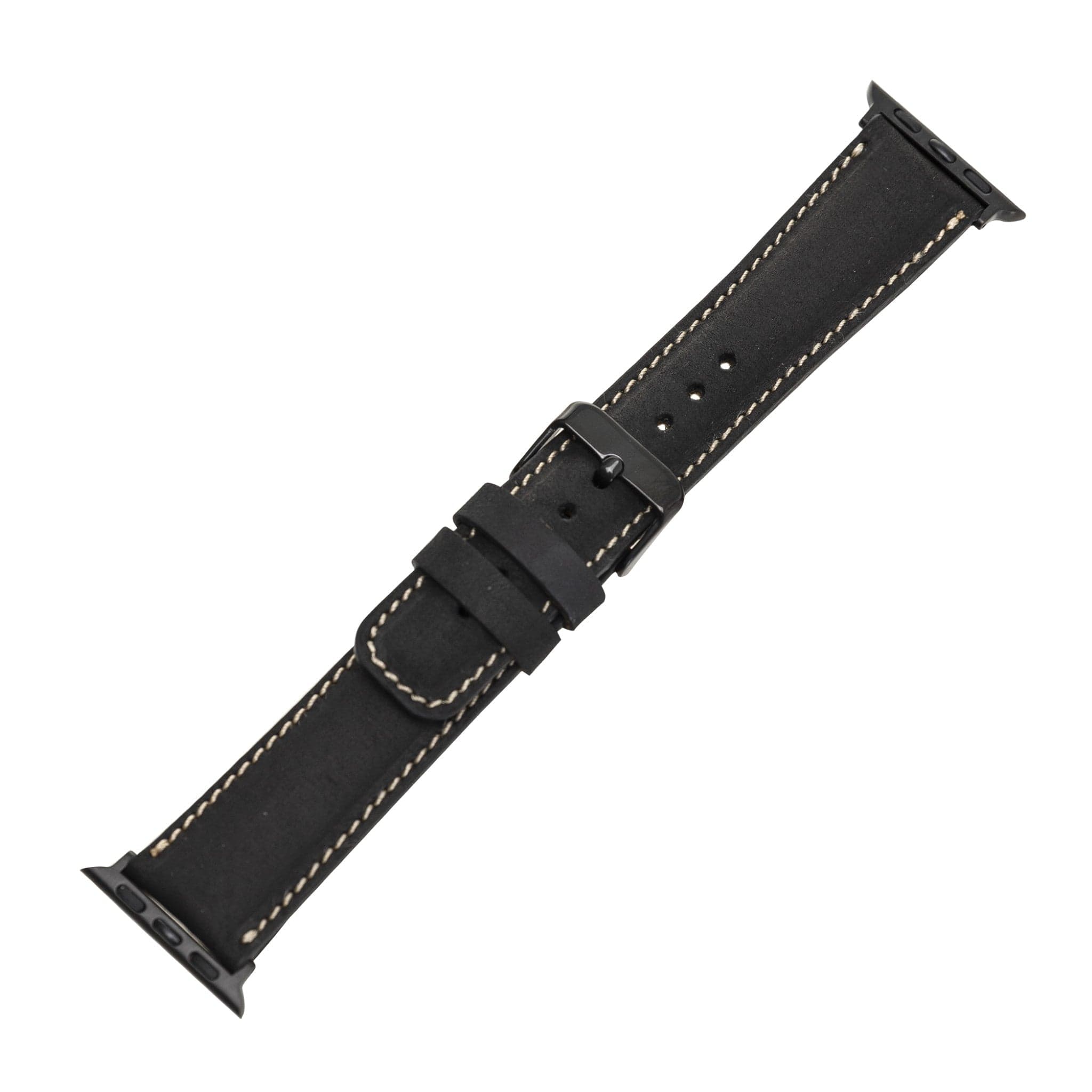 Exeter Classic Apple Watch Leather Strap in premium full-grain leather with stainless steel buckle, showcasing its elegant design.