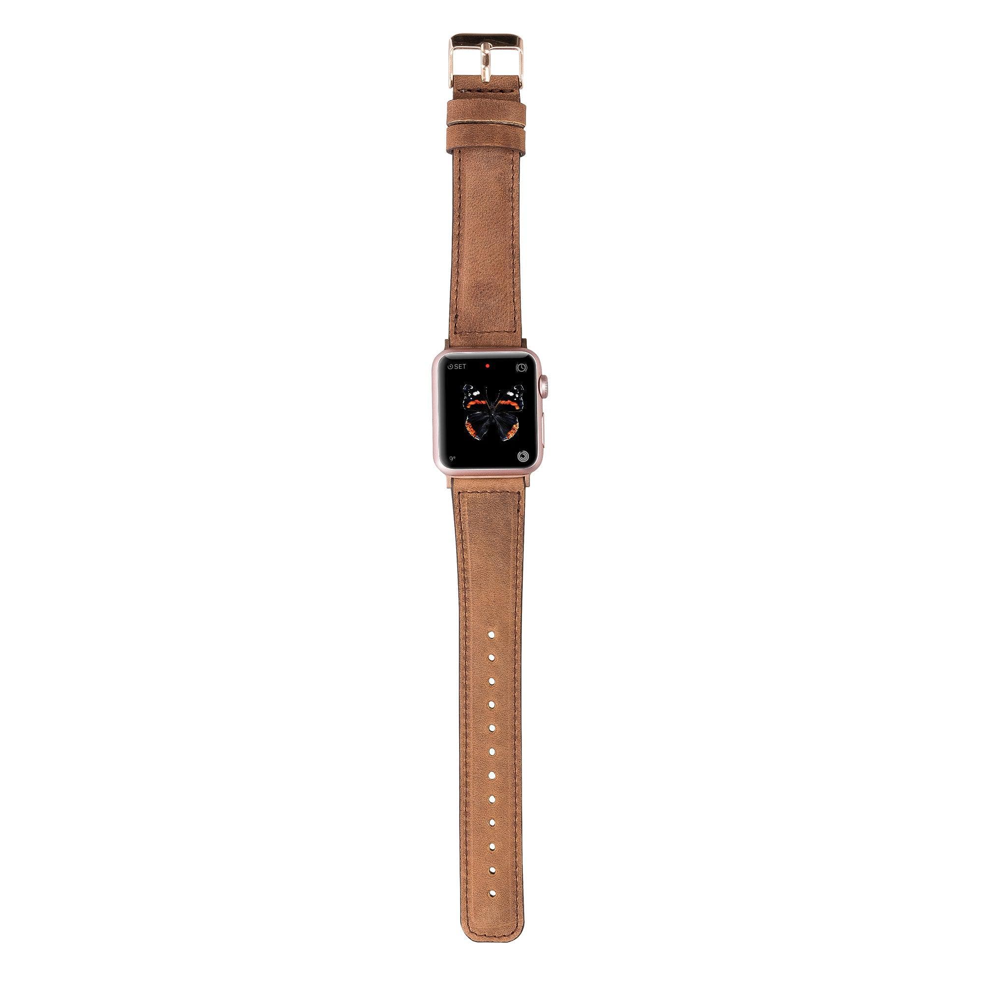 Exeter Classic Apple Watch Leather Strap in premium full-grain leather with stainless steel buckle, showcasing its elegant design.