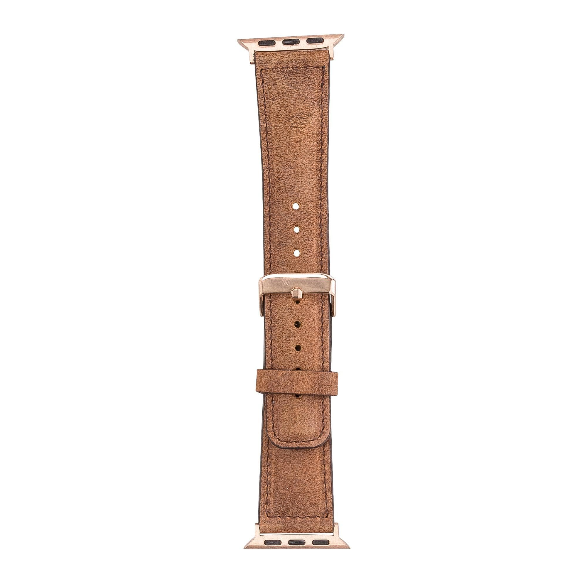 Exeter Classic Apple Watch Leather Strap in premium full-grain leather with stainless steel buckle, showcasing its elegant design.