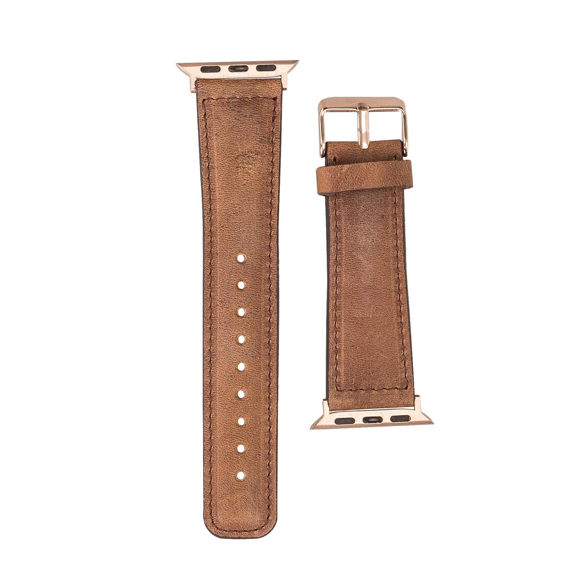 Exeter Classic Apple Watch Leather Strap in premium full-grain leather with stainless steel buckle, showcasing its elegant design.