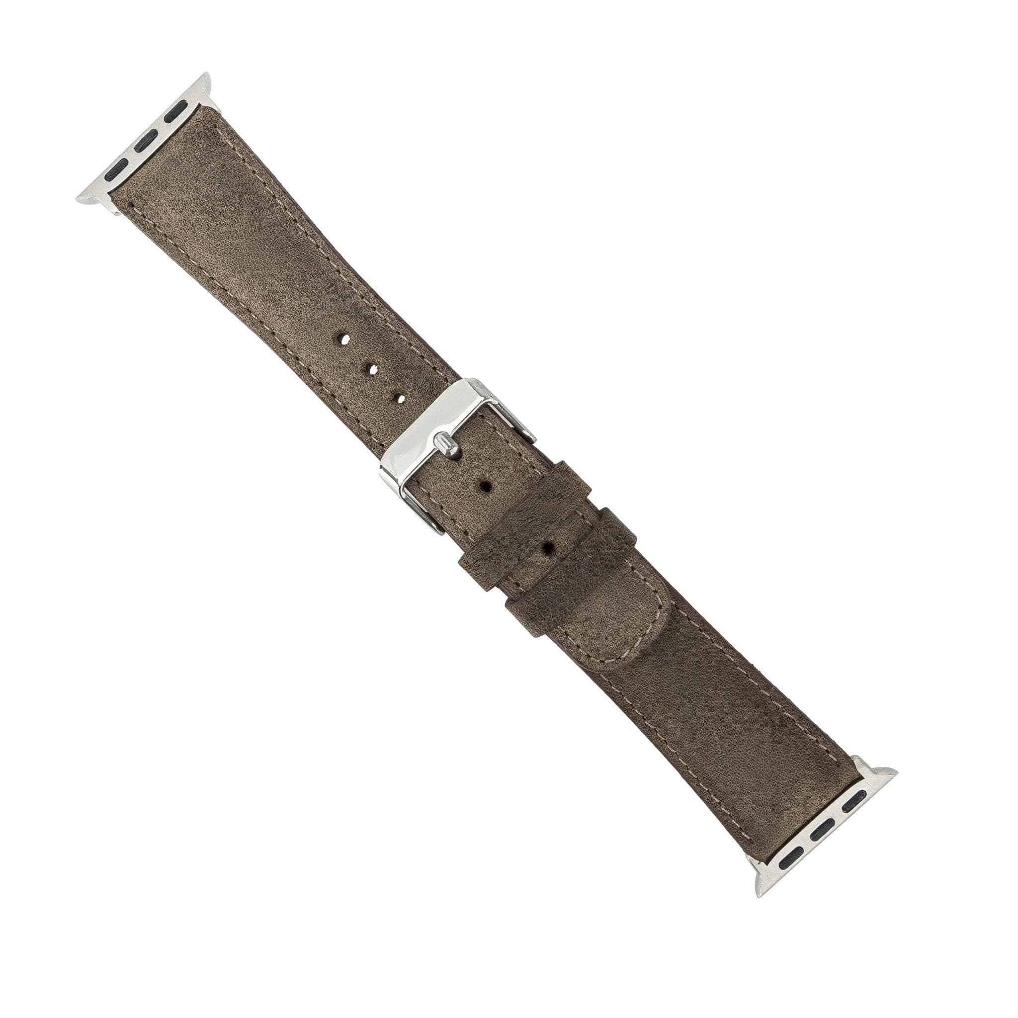 Exeter Classic Apple Watch Leather Strap in premium full-grain leather with stainless steel buckle, showcasing its elegant design.