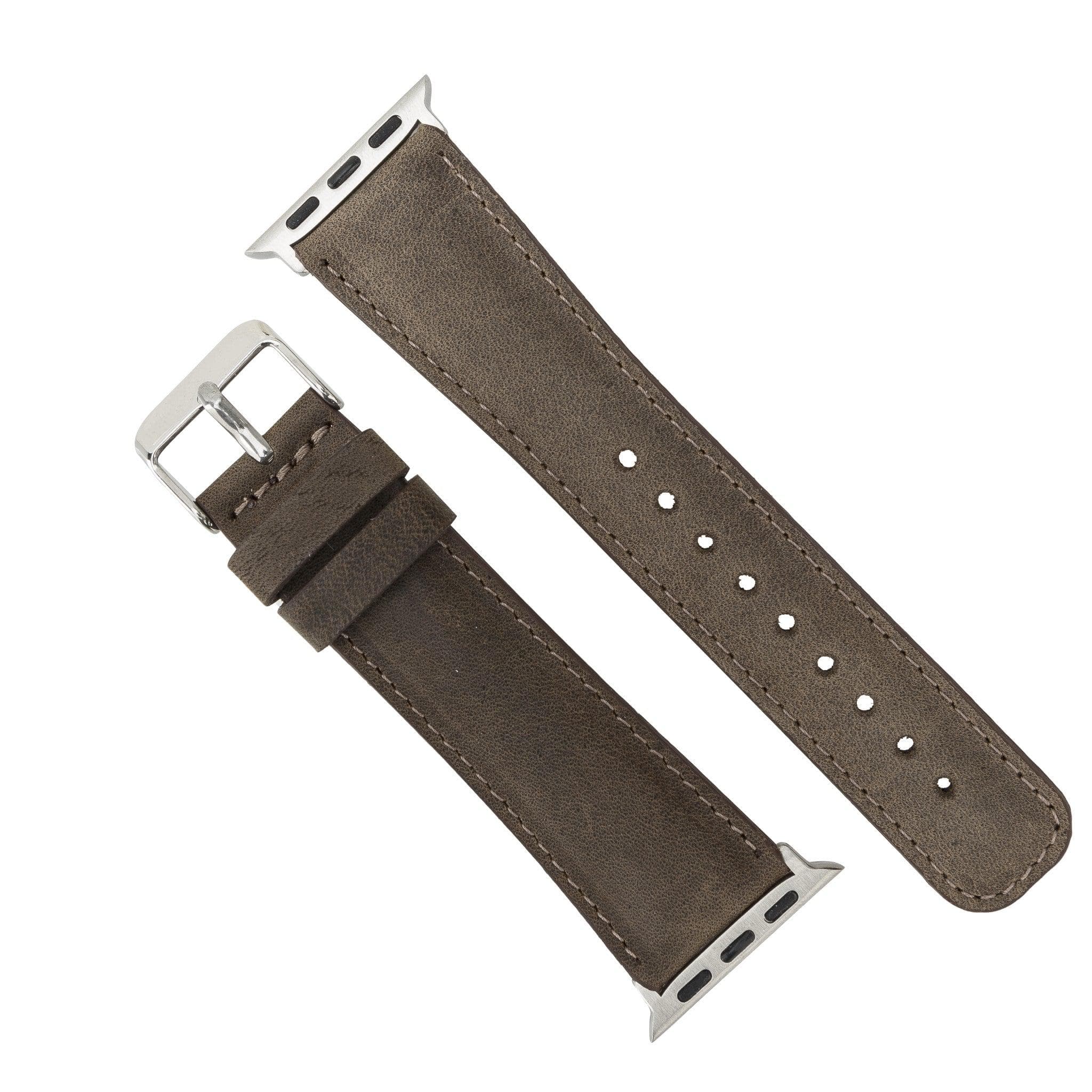 Exeter Classic Apple Watch Leather Strap in premium full-grain leather with stainless steel buckle, showcasing its elegant design.