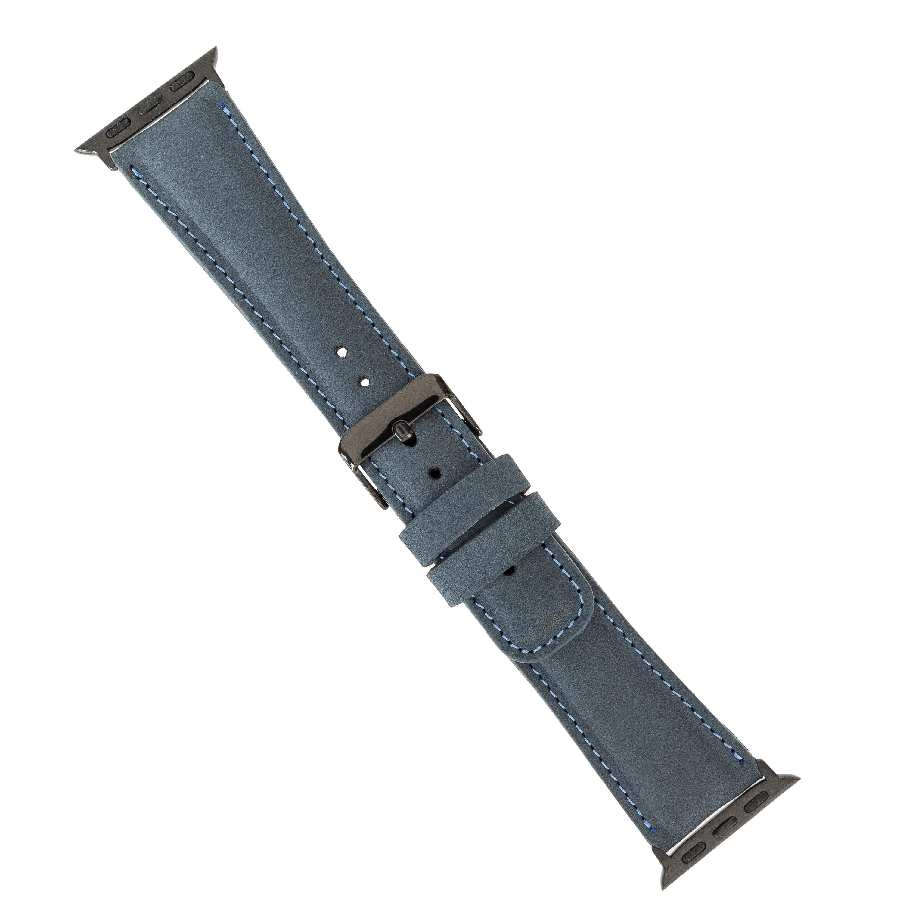 Exeter Classic Apple Watch Leather Strap in premium full-grain leather with stainless steel buckle, showcasing its elegant design.