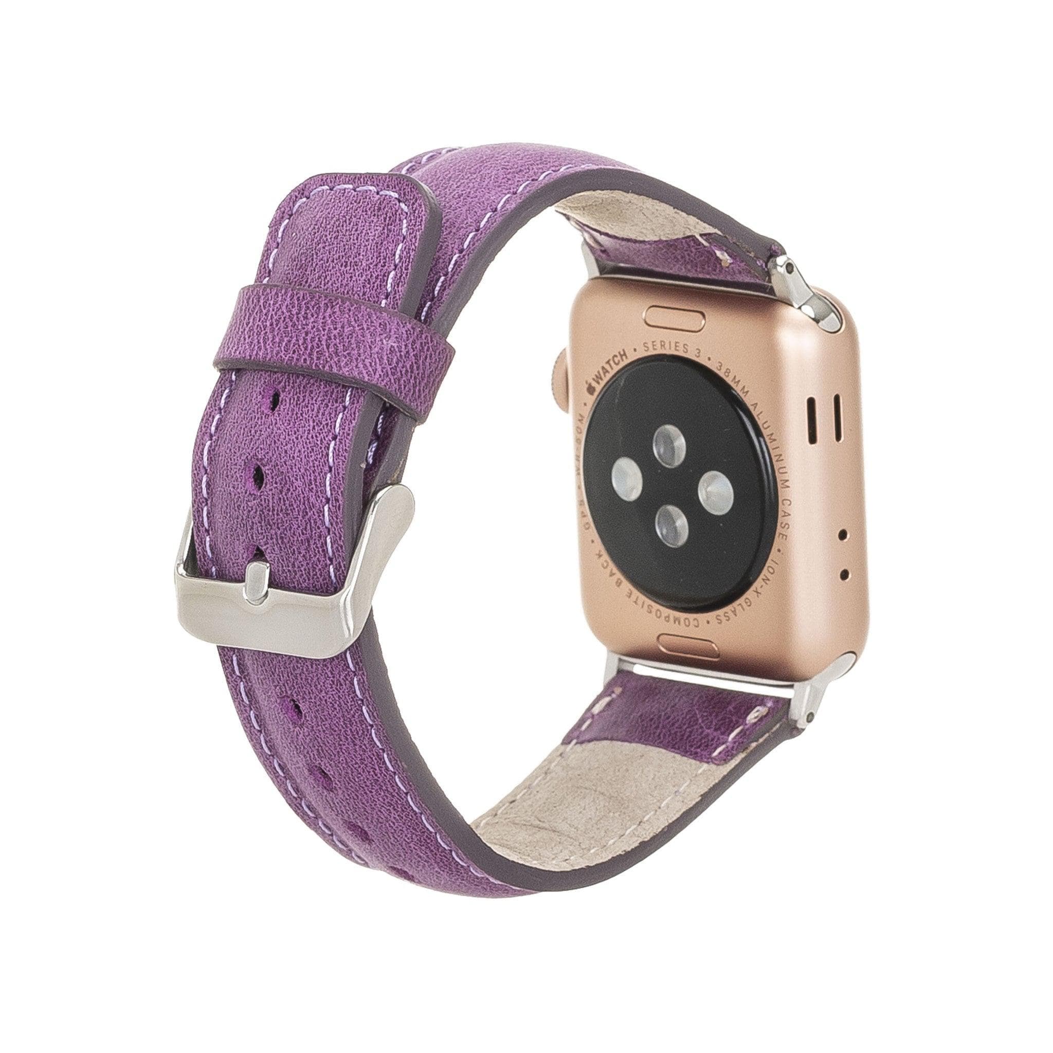 Exeter Classic Apple Watch Leather Strap in premium full-grain leather with stainless steel buckle, showcasing its elegant design.