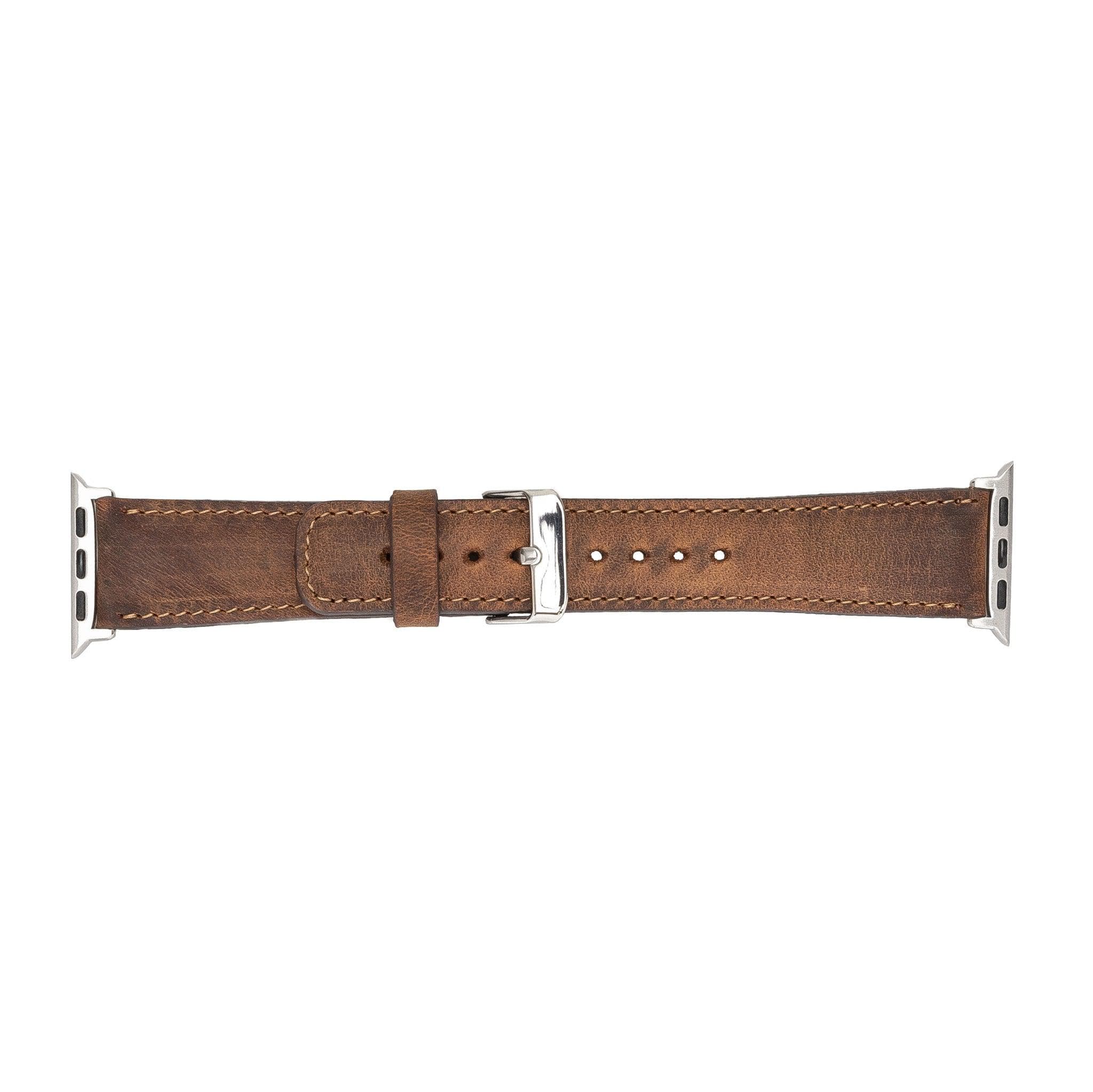 Exeter Classic Apple Watch Leather Strap in premium full-grain leather with stainless steel buckle, showcasing its elegant design.