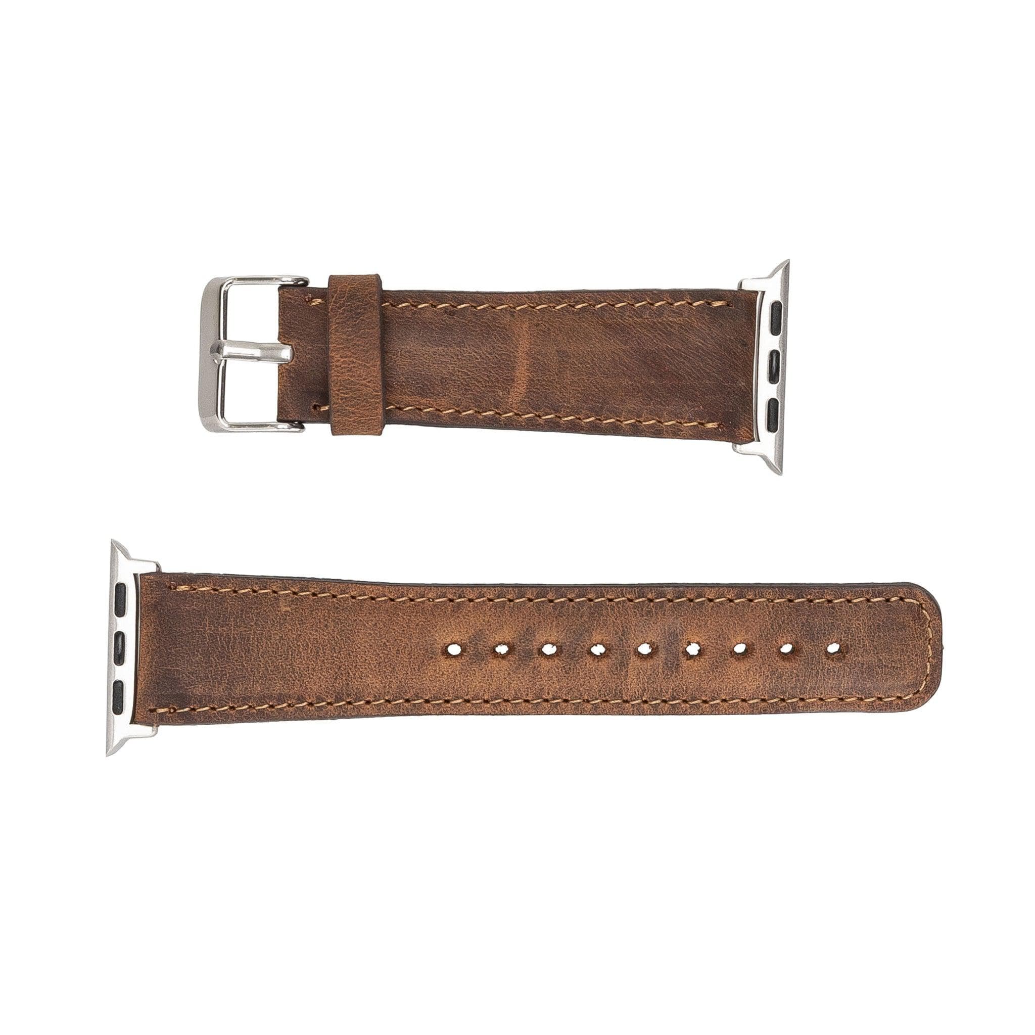 Exeter Classic Apple Watch Leather Strap in premium full-grain leather with stainless steel buckle, showcasing its elegant design.