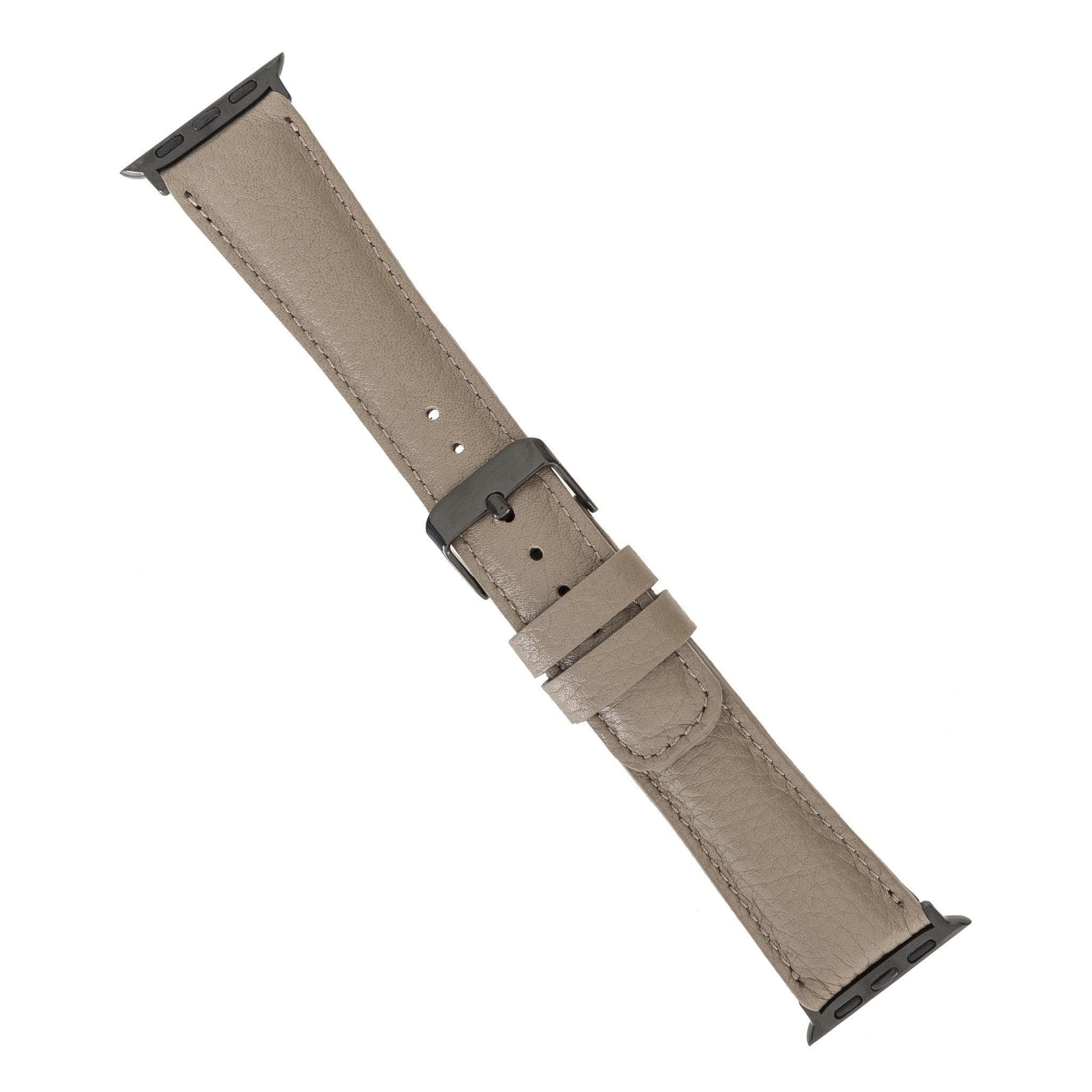 Exeter Classic Apple Watch Leather Strap in premium full-grain leather with stainless steel buckle, showcasing its elegant design.