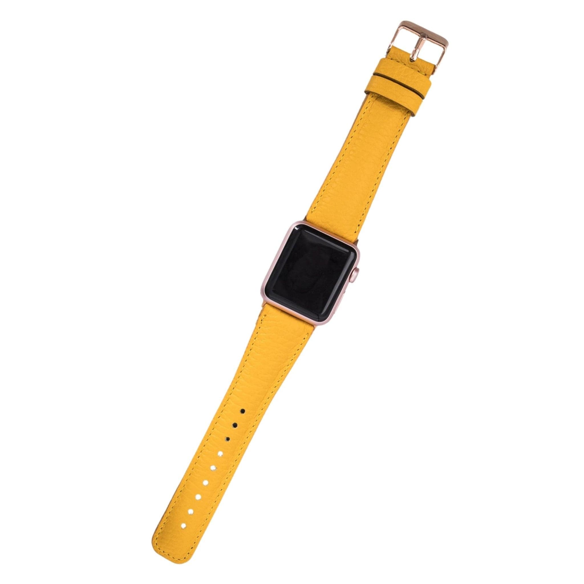 Exeter Classic Apple Watch Leather Strap in premium full-grain leather with stainless steel buckle, showcasing its elegant design.