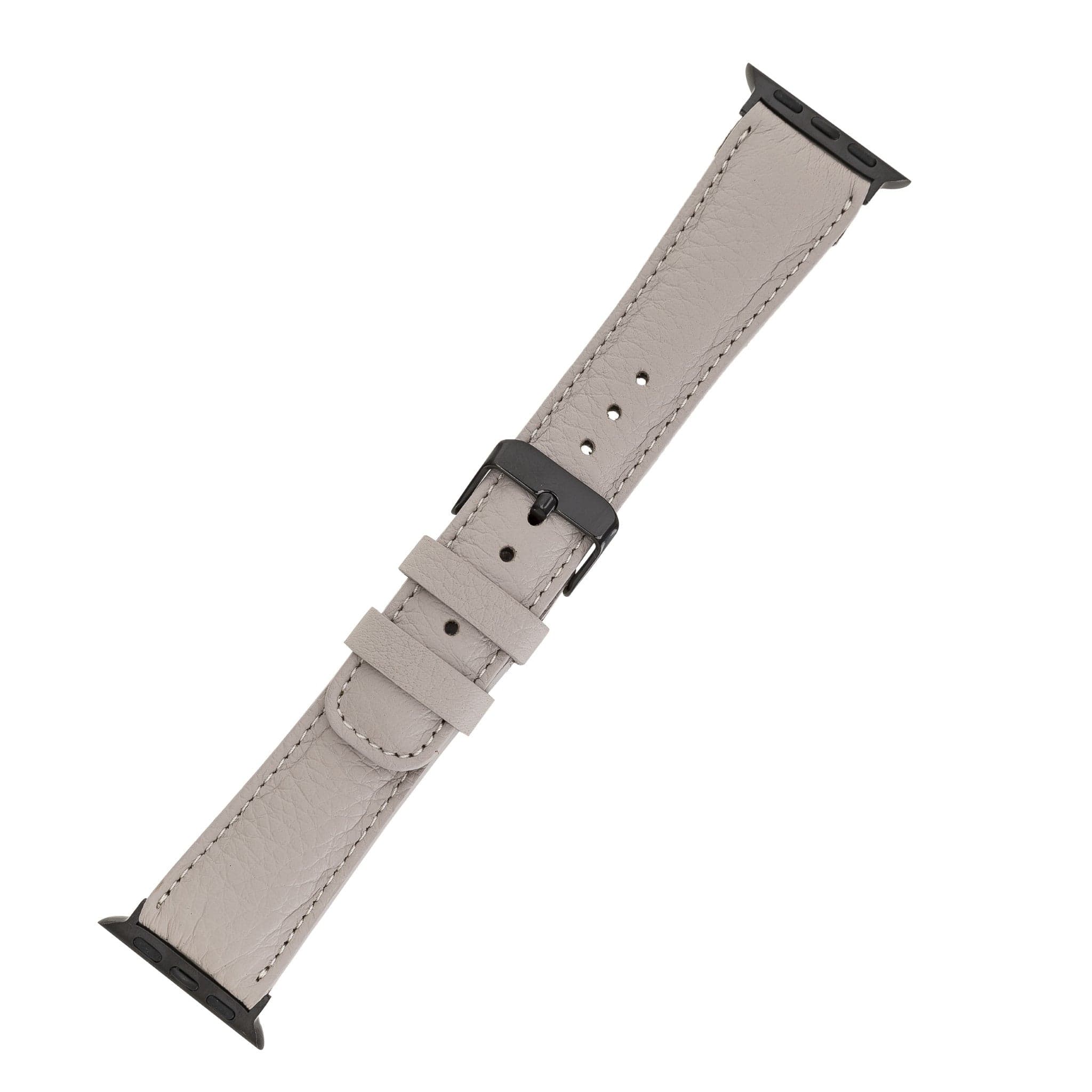 Exeter Classic Apple Watch Leather Strap in premium full-grain leather with stainless steel buckle, showcasing its elegant design.