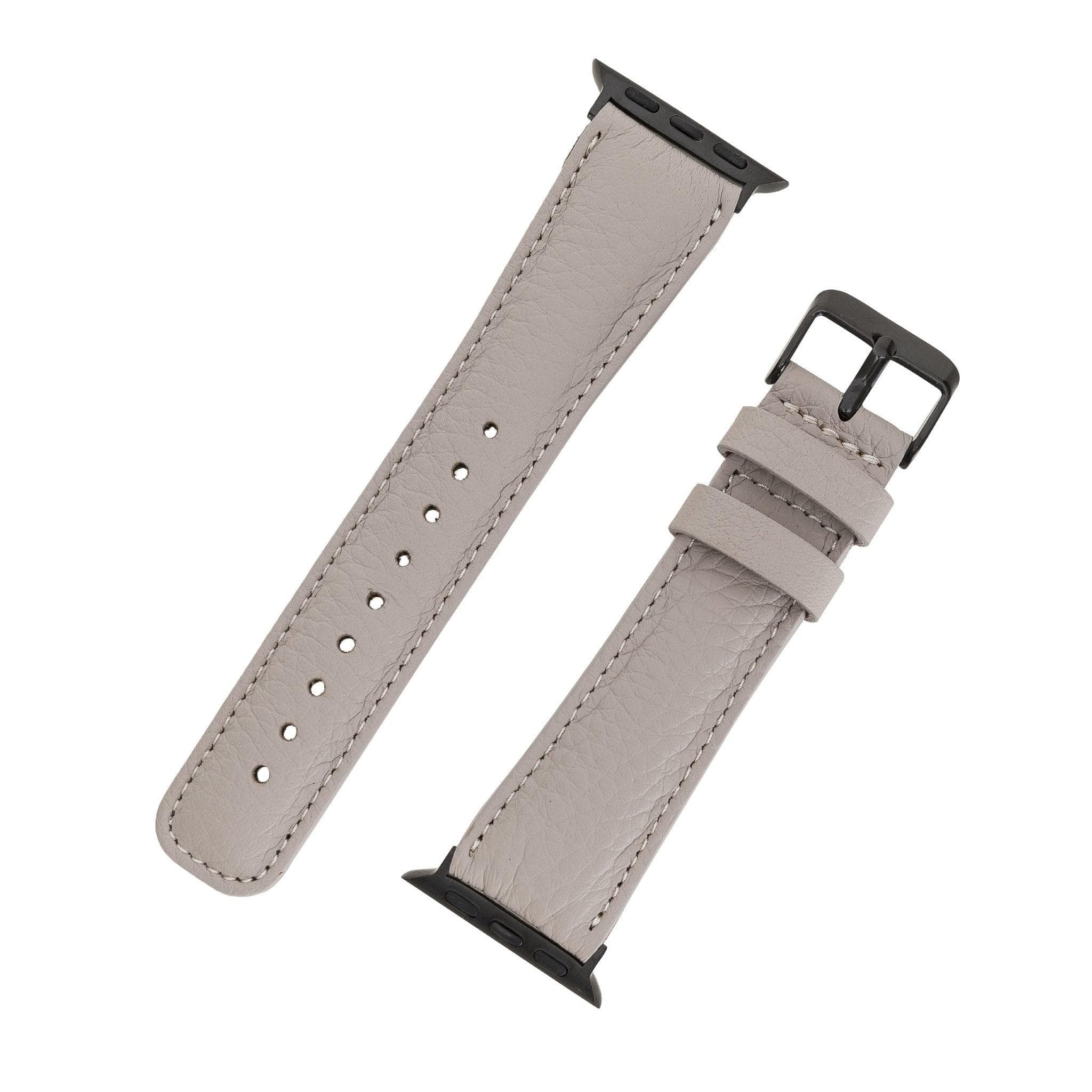 Exeter Classic Apple Watch Leather Strap in premium full-grain leather with stainless steel buckle, showcasing its elegant design.