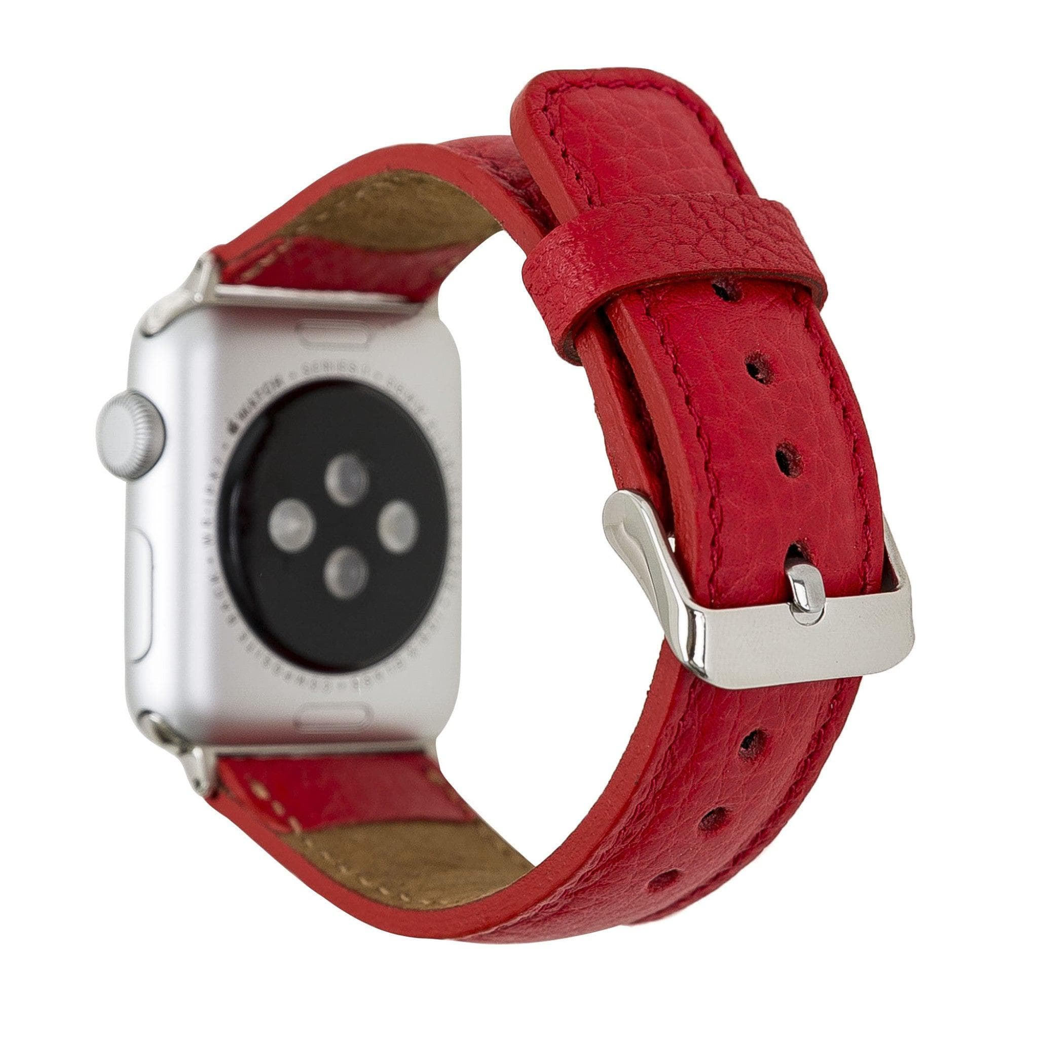 Exeter Classic Apple Watch Leather Strap in premium full-grain leather with stainless steel buckle, showcasing its elegant design.