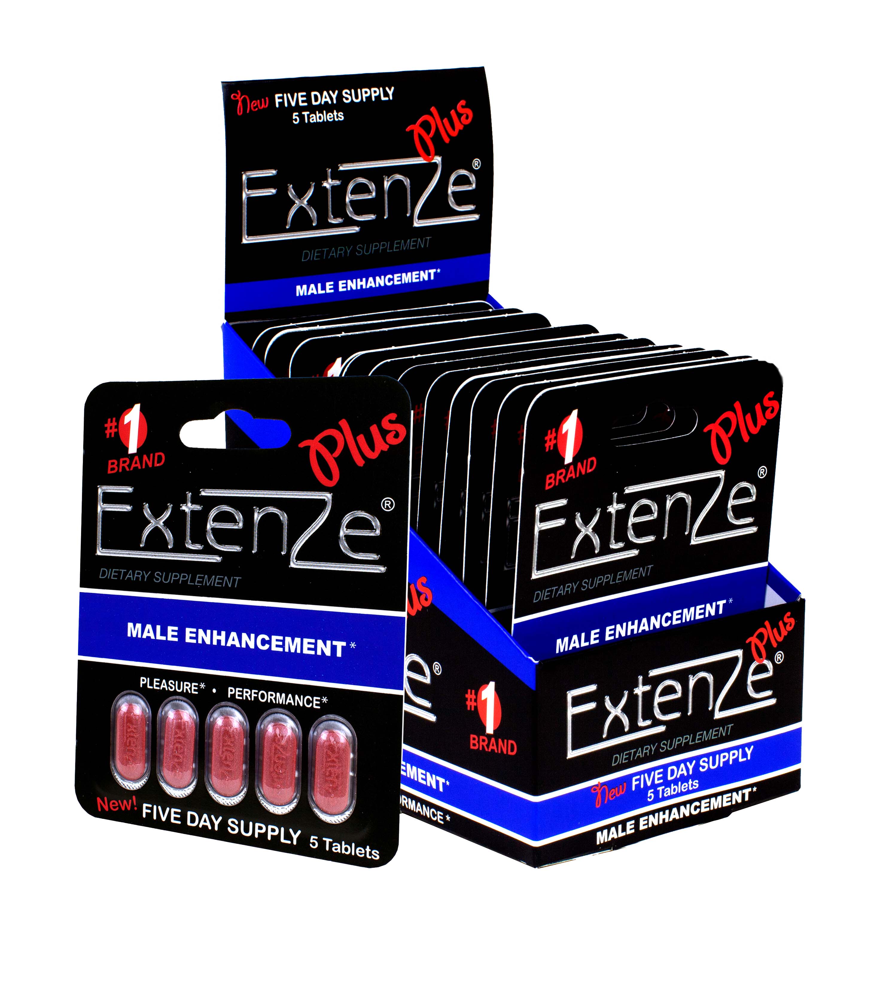 ExtenZe male enhancement tablets display.