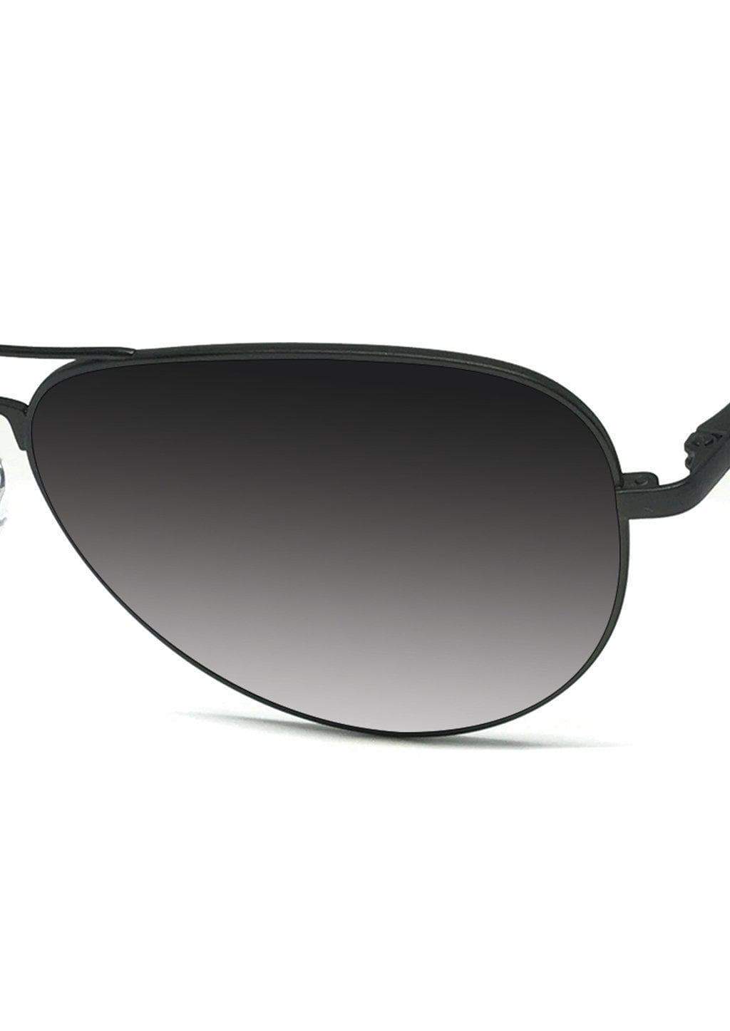 Black aviator sunglasses close-up.