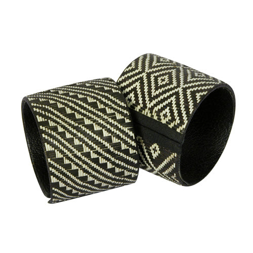 Extra Wide Cana Flecha Bracelet handcrafted from sustainable Caña Flecha by Zenu Tribe artisans in Colombia, showcasing intricate geometric patterns.