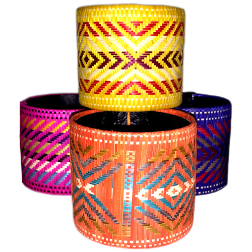 Extra Wide Cana Flecha Bracelet handcrafted from sustainable Caña Flecha by Zenu Tribe artisans in Colombia, showcasing intricate geometric patterns.