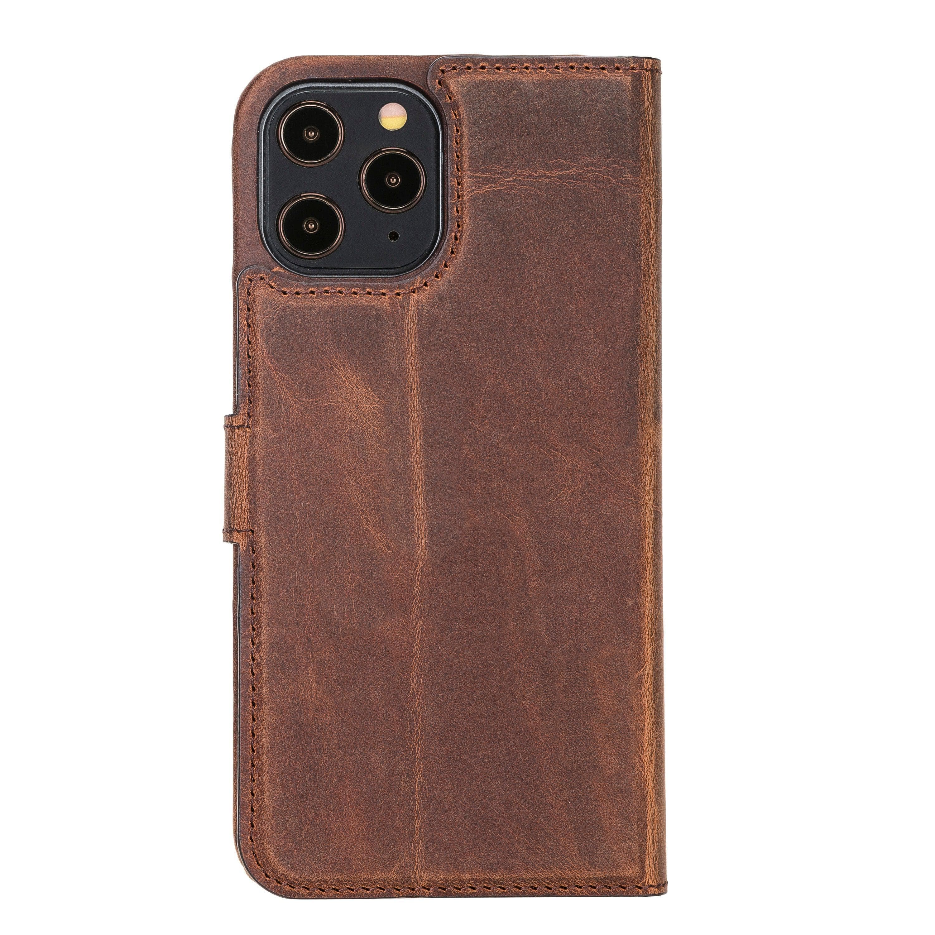 F360 Magnetic Detachable Leather Wallet Case for iPhone 12, showcasing its sleek design and functionality with credit card compartments.