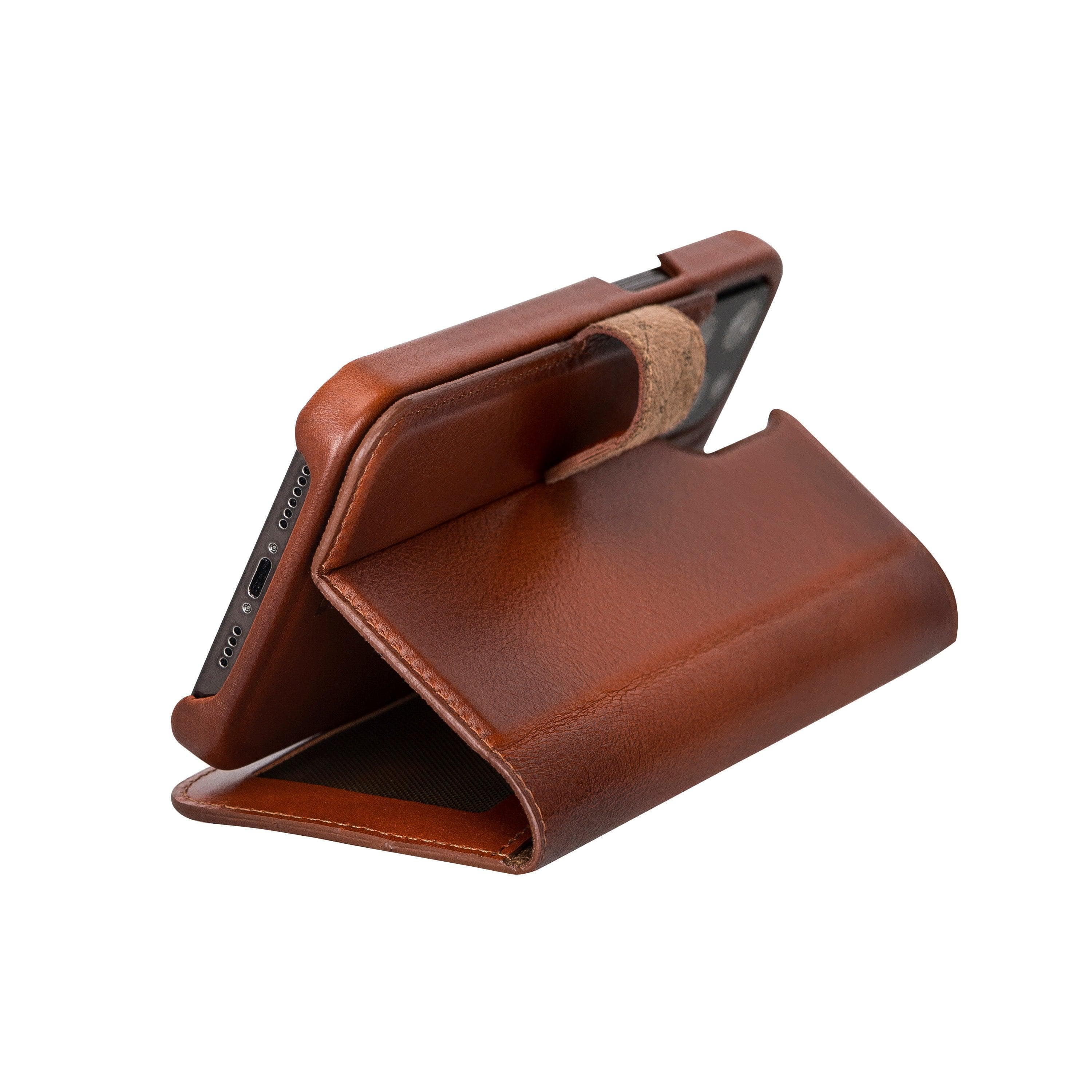 F360 Magnetic Detachable Leather Wallet Case for iPhone 12, showcasing its sleek design and functionality with credit card compartments.