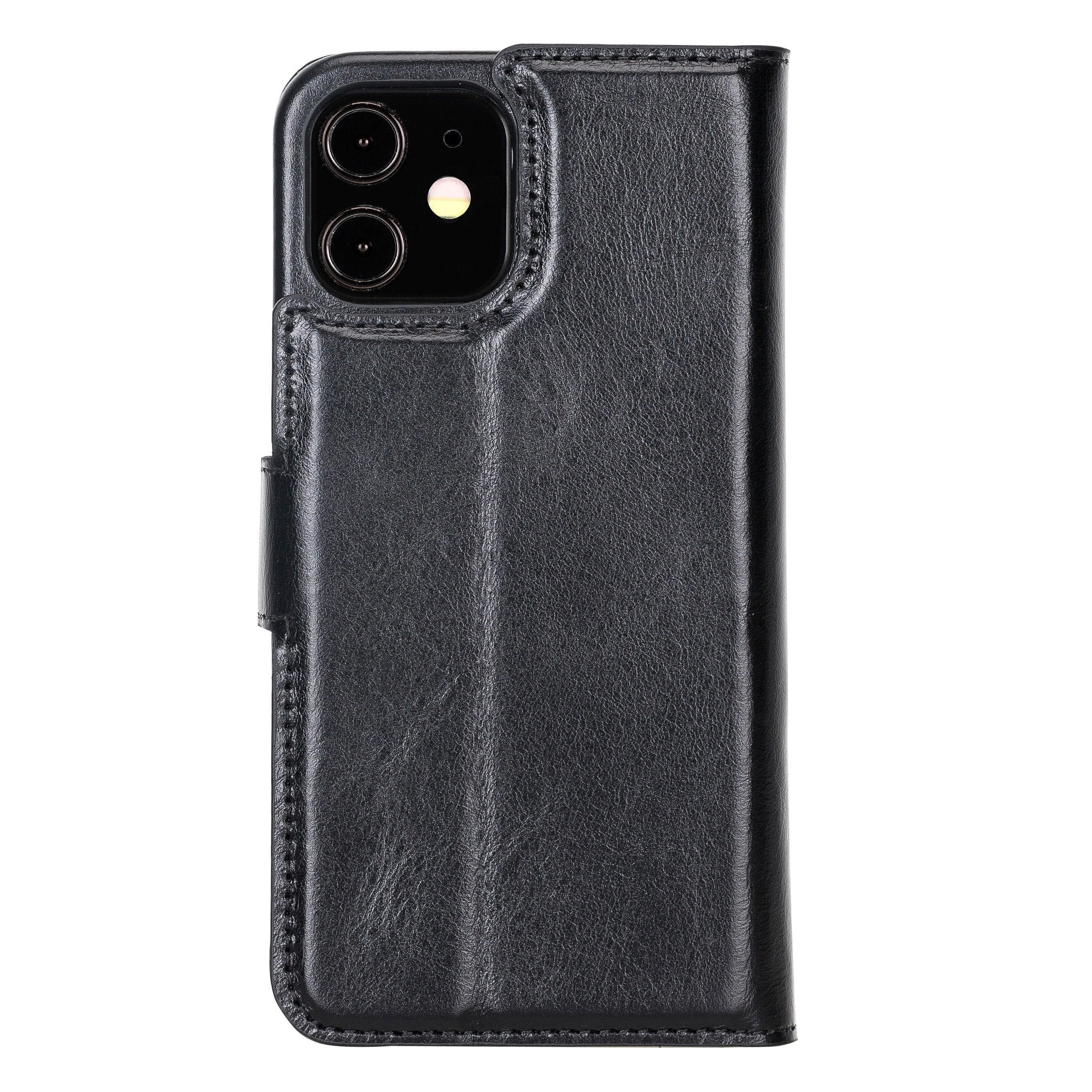 F360 Magnetic Detachable Leather Wallet Case for iPhone 12, showcasing its sleek design and functionality with credit card compartments.