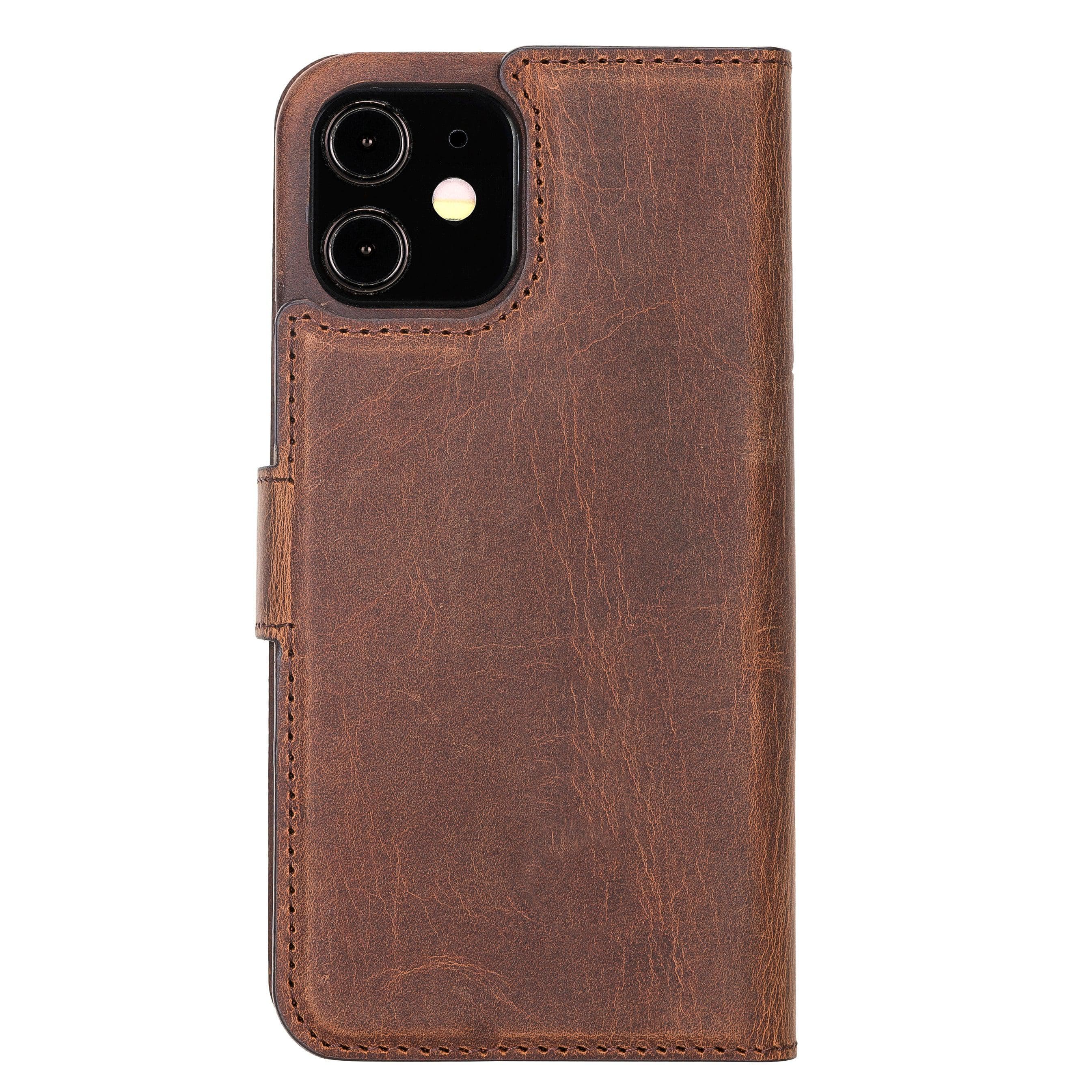 F360 Magnetic Detachable Leather Wallet Case for iPhone 12, showcasing its sleek design and functionality with credit card compartments.