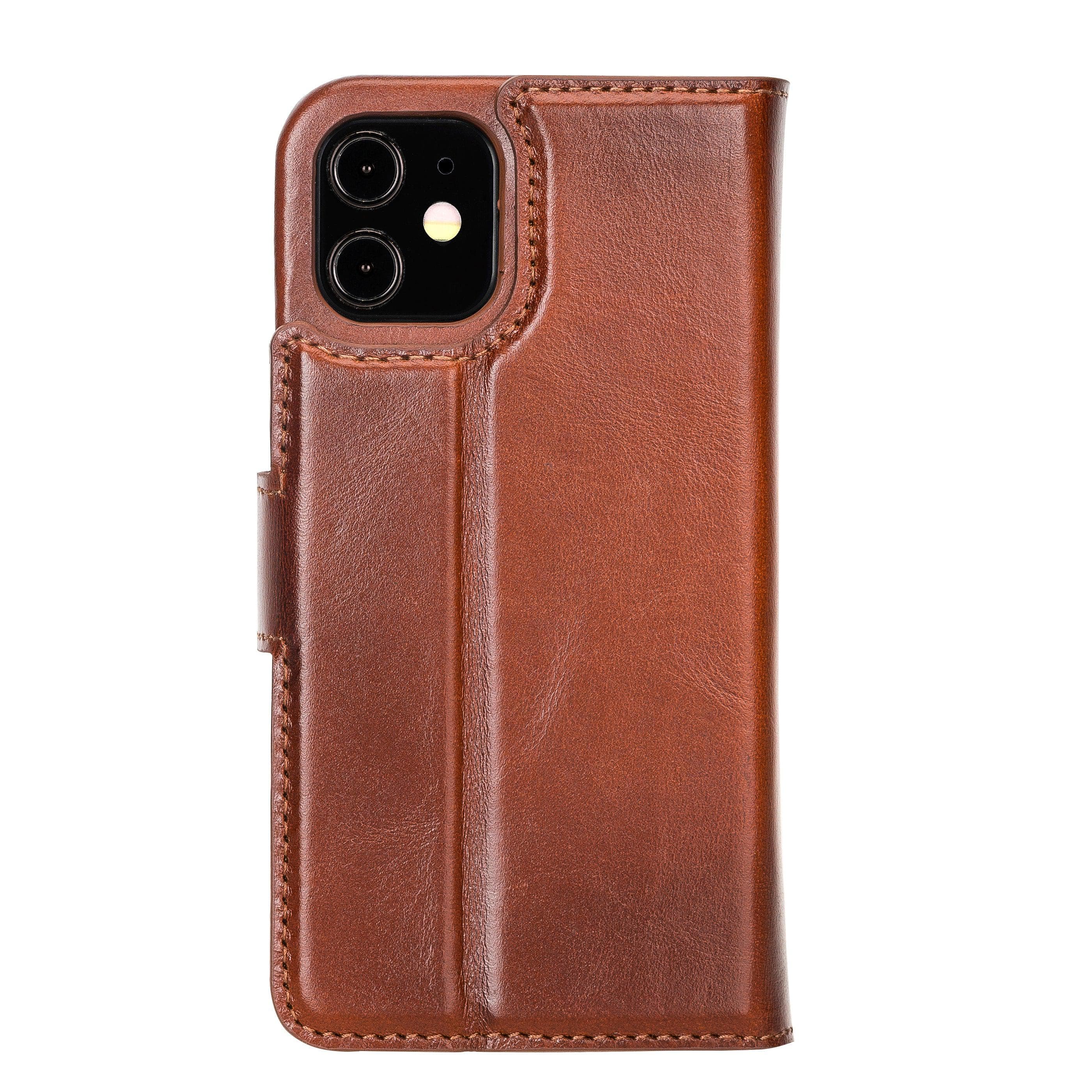 F360 Magnetic Detachable Leather Wallet Case for iPhone 12, showcasing its sleek design and functionality with credit card compartments.