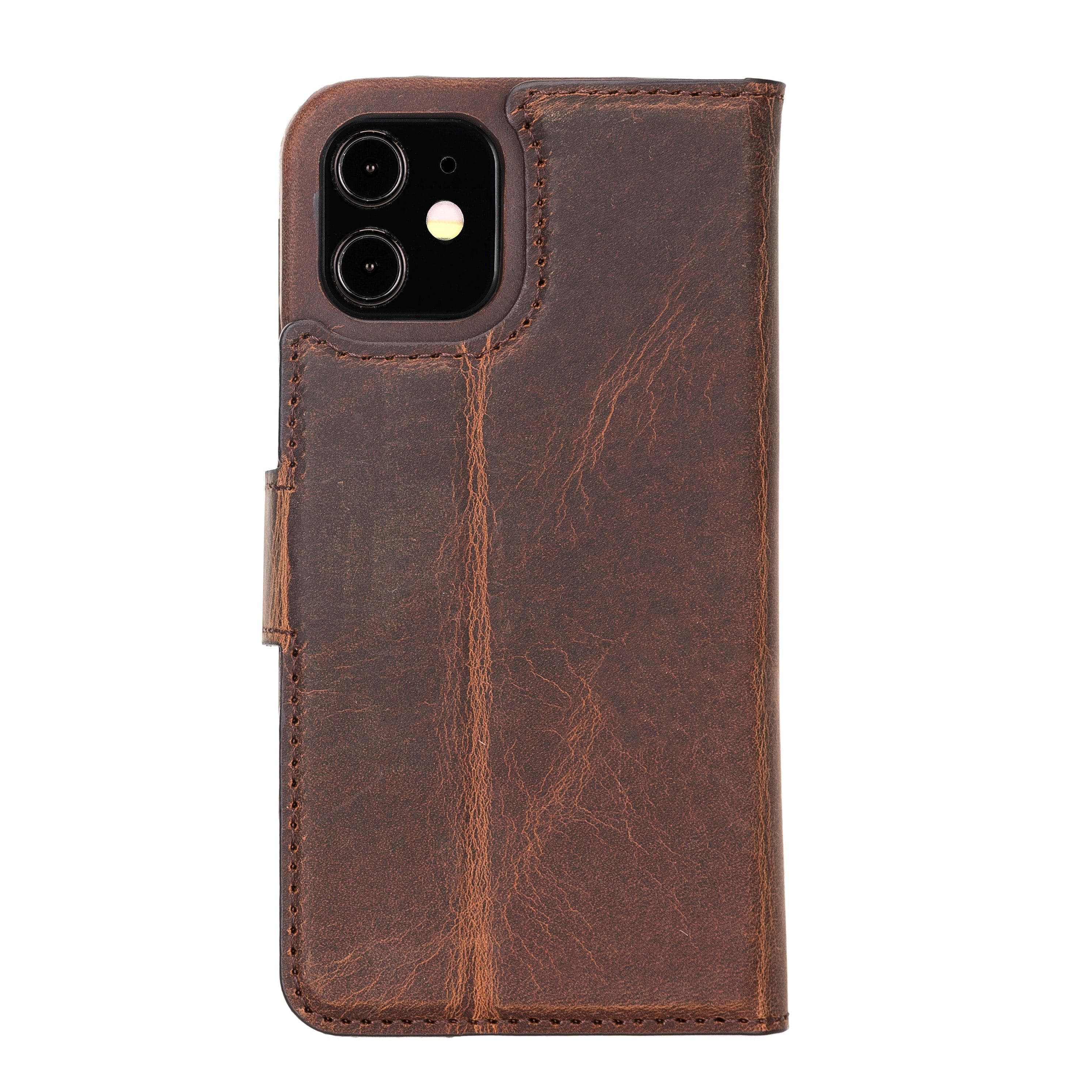 F360 Magnetic Detachable Leather Wallet Case for iPhone 12, showcasing its sleek design and functionality with credit card compartments.