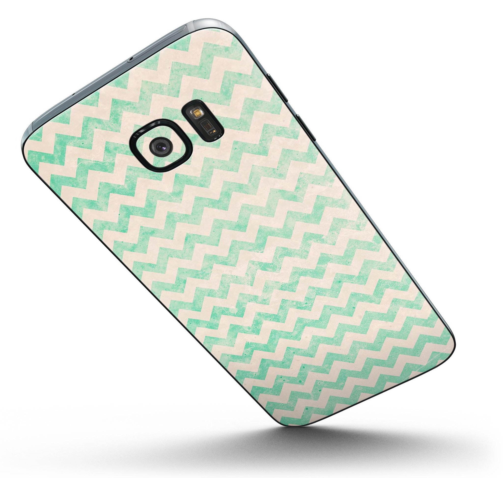 Faded Aqua Chevron Pattern skin kit for Samsung Galaxy S7 and S7 Edge, showcasing vibrant colors and stylish design.