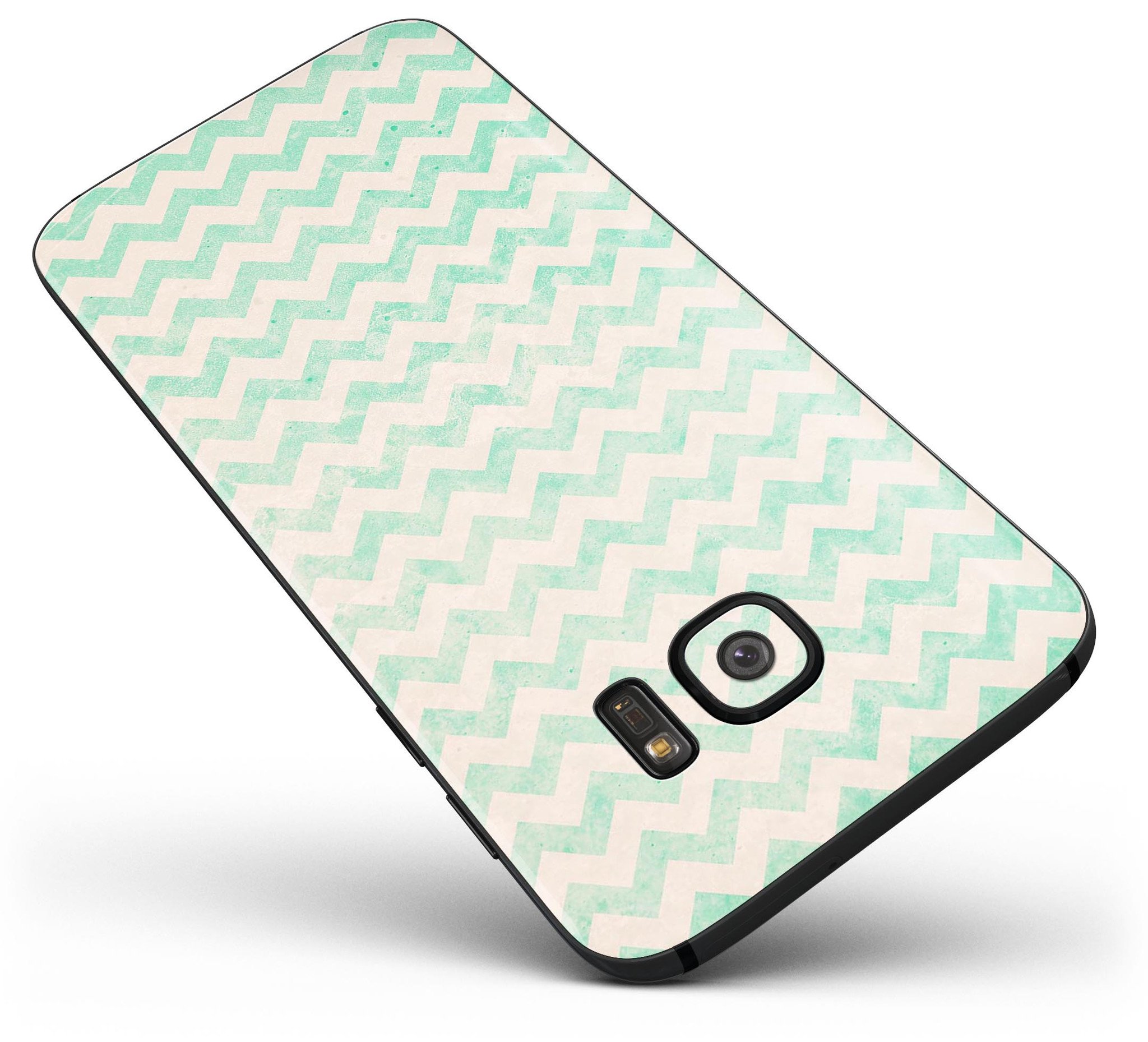 Faded Aqua Chevron Pattern skin kit for Samsung Galaxy S7 and S7 Edge, showcasing vibrant colors and stylish design.