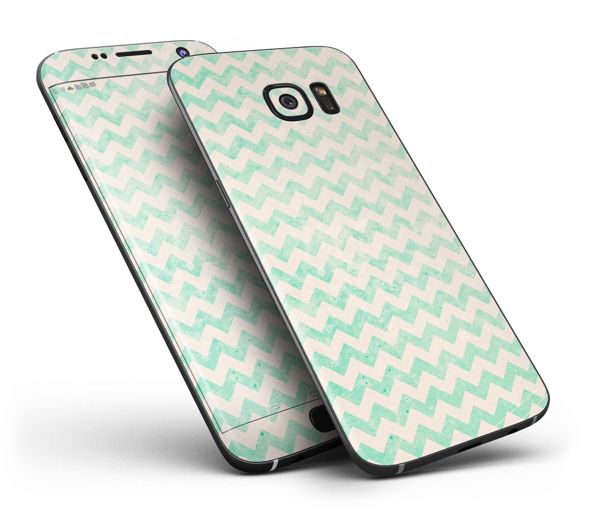 Faded Aqua Chevron Pattern skin kit for Samsung Galaxy S7 and S7 Edge, showcasing vibrant colors and stylish design.