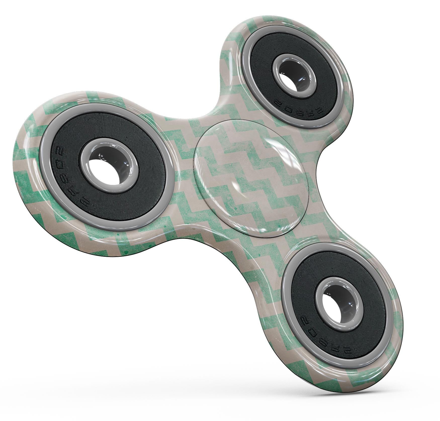 Faded aqua chevron pattern skin kit for fidget spinner, showcasing vibrant colors and unique design.