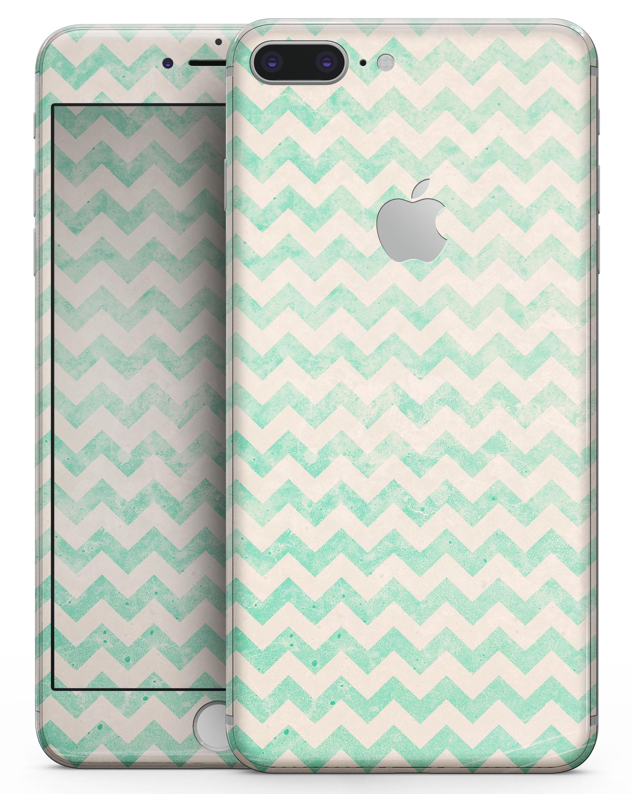 Faded Aqua Chevron Pattern skin for iPhone 8 and 8 Plus, showcasing a stylish design with a vibrant chevron pattern.