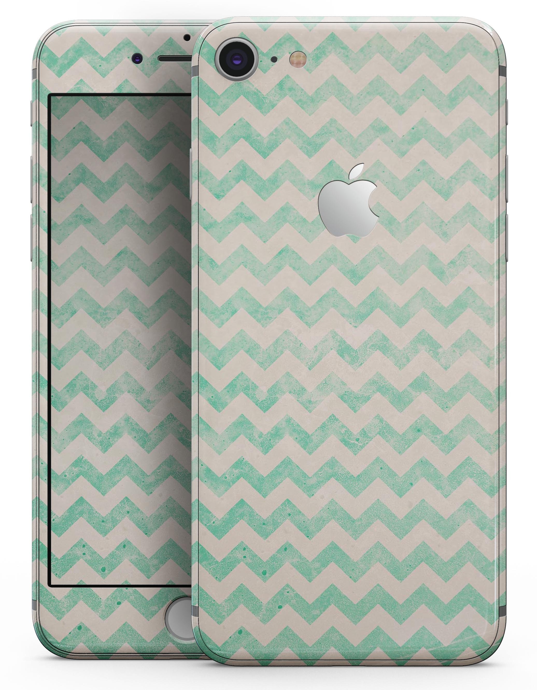 Faded Aqua Chevron Pattern skin for iPhone 8 and 8 Plus, showcasing a stylish design with a vibrant chevron pattern.