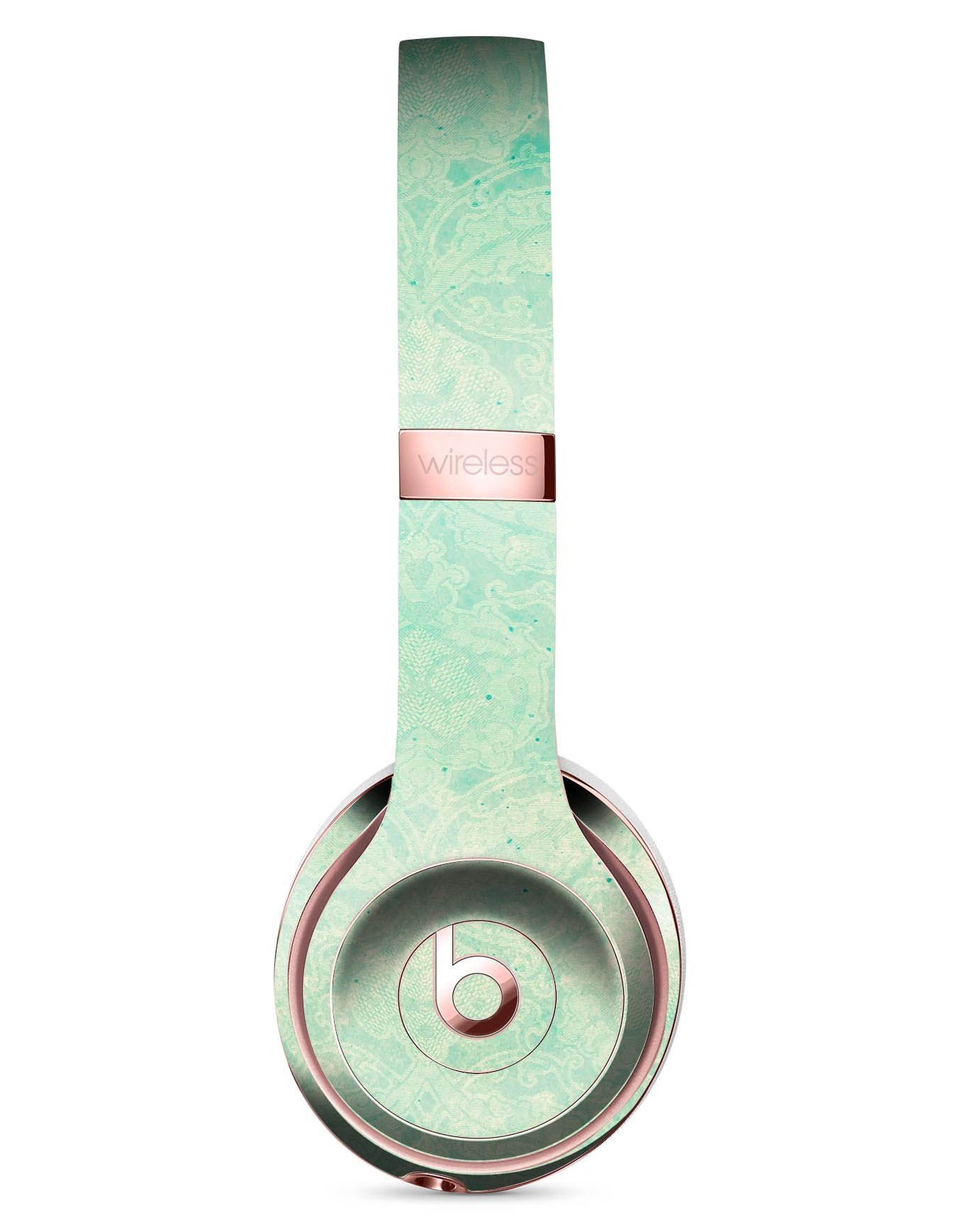 Faded Aqua Rococo Pattern Skin Kit for Beats by Dre Solo 3 Wireless Headphones, showcasing vibrant colors and intricate design.