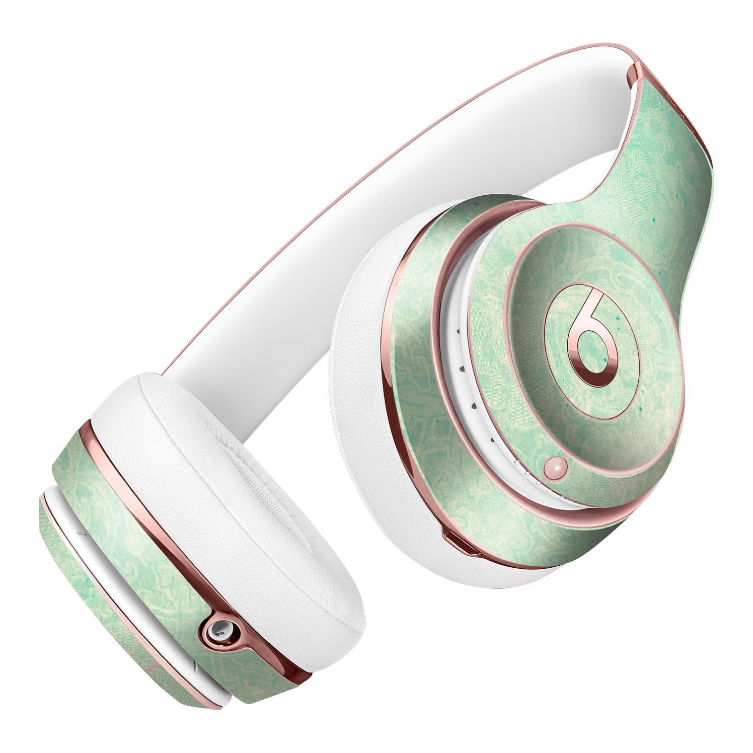 Faded Aqua Rococo Pattern Skin Kit for Beats by Dre Solo 3 Wireless Headphones, showcasing vibrant colors and intricate design.