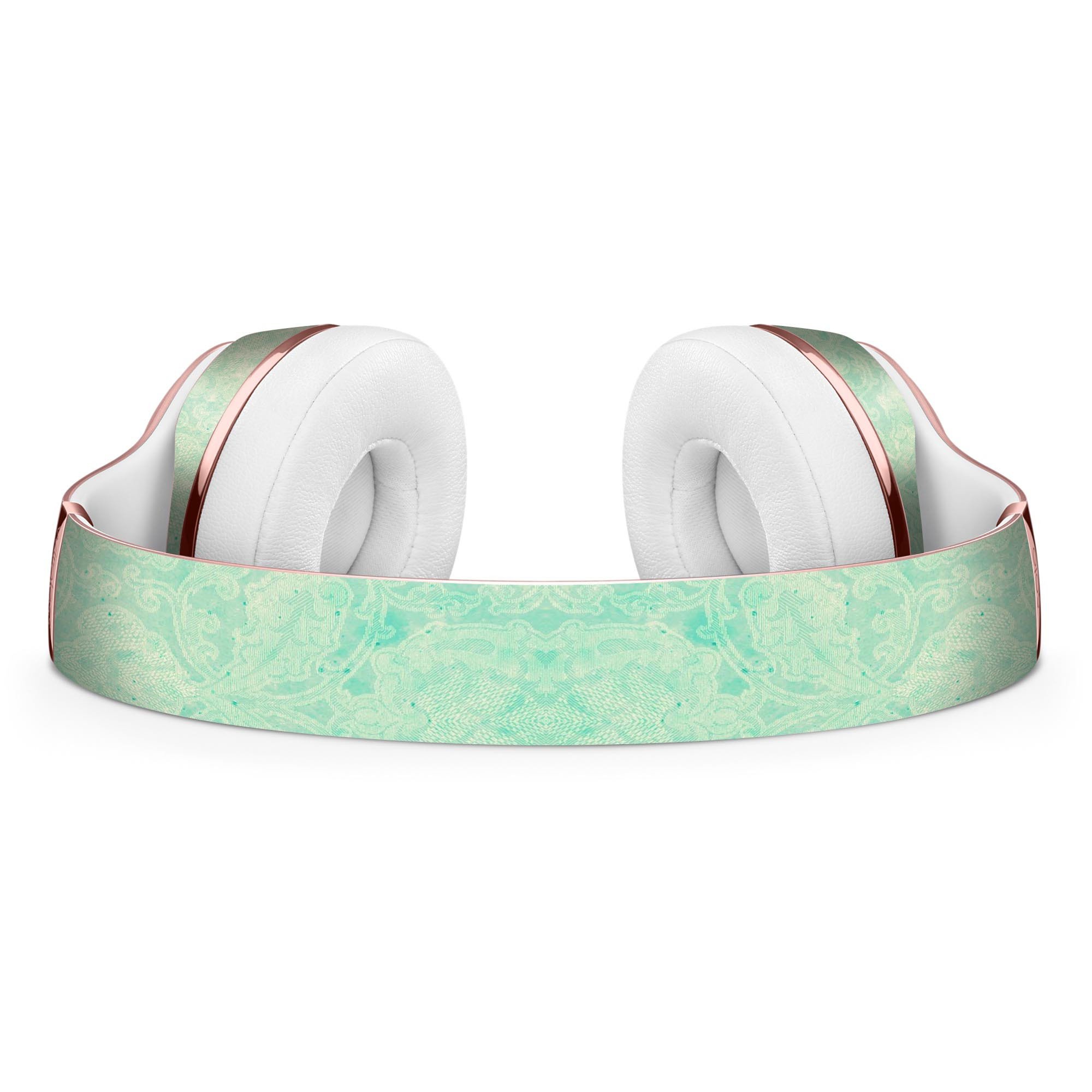 Faded Aqua Rococo Pattern Skin Kit for Beats by Dre Solo 3 Wireless Headphones, showcasing vibrant colors and intricate design.