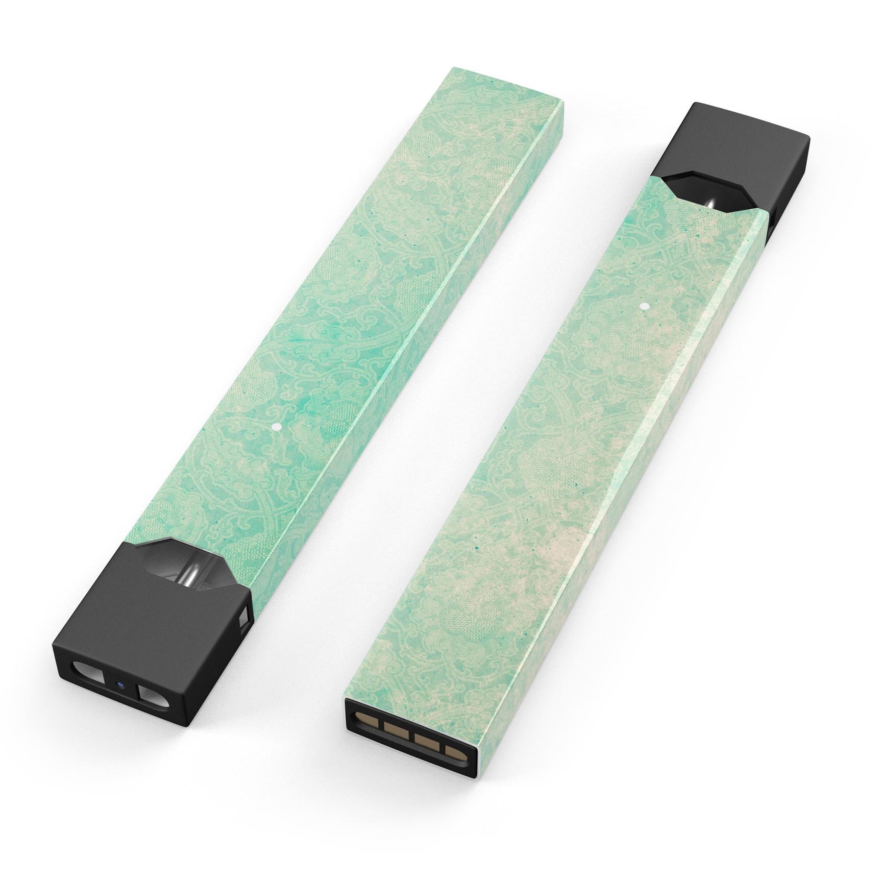 Faded Aqua Rococo Pattern skin-wrap sticker designed for JUUL vaping device, showcasing intricate design and premium quality.