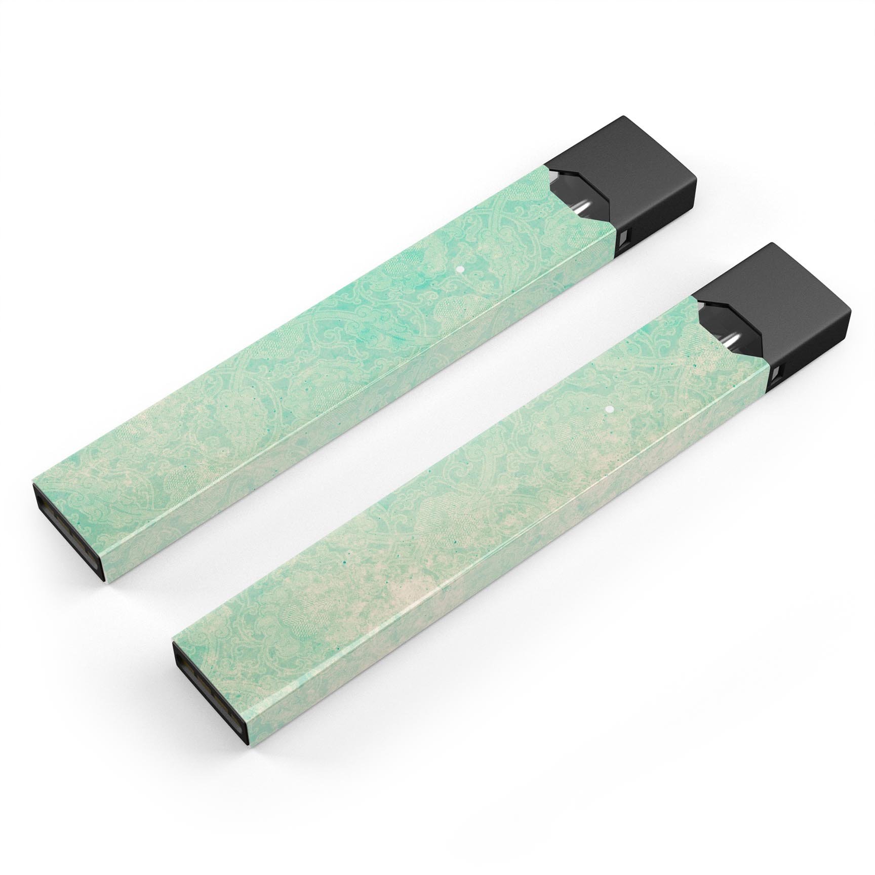 Faded Aqua Rococo Pattern skin-wrap sticker designed for JUUL vaping device, showcasing intricate design and premium quality.