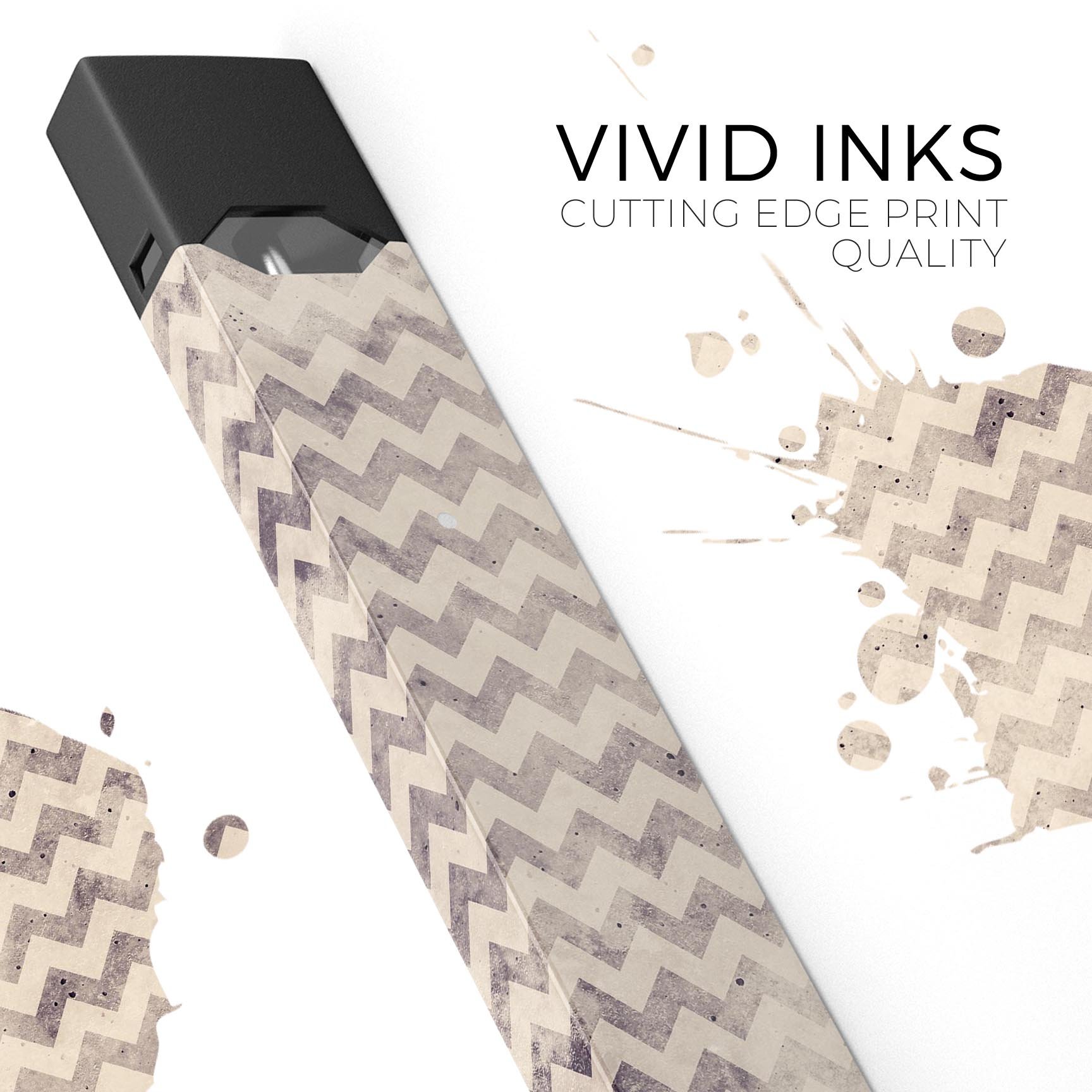 Faded black and white chevron pattern decal for JUUL vaping device, showcasing stylish design and protective features.