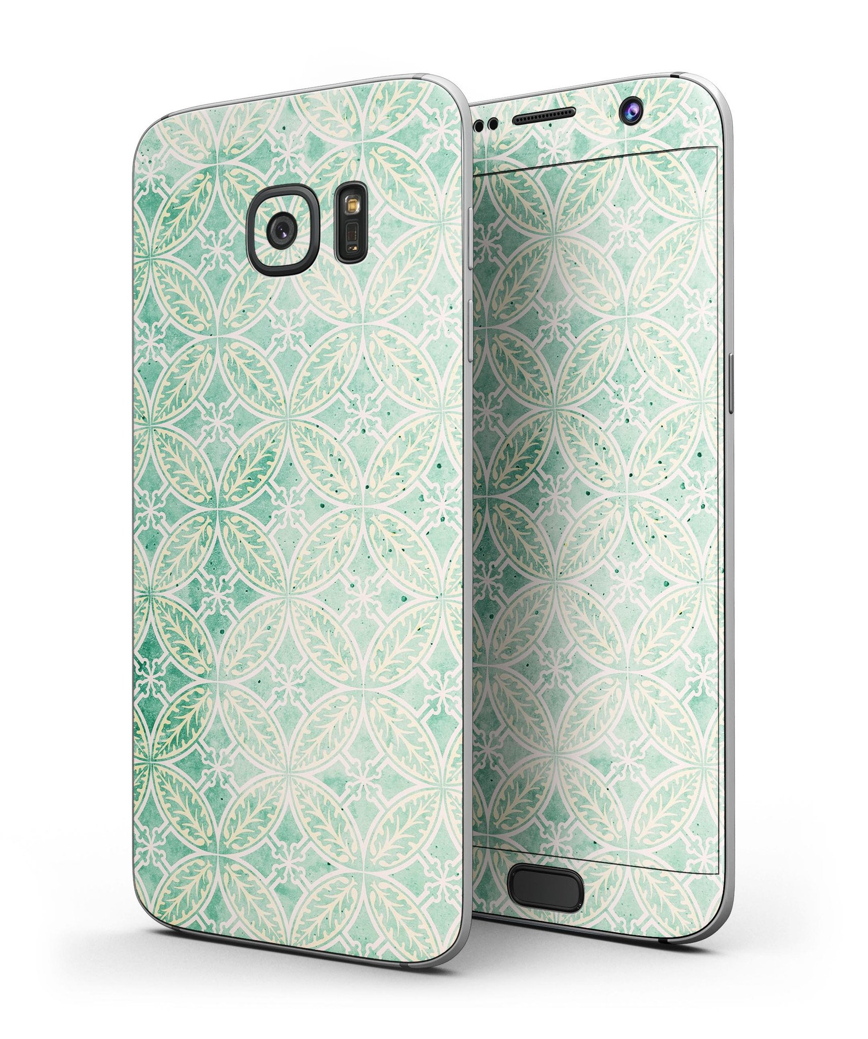 Faded blue and green overlapping circles skin for Samsung Galaxy S7 and S7 Edge, showcasing vibrant colors and a sleek design.