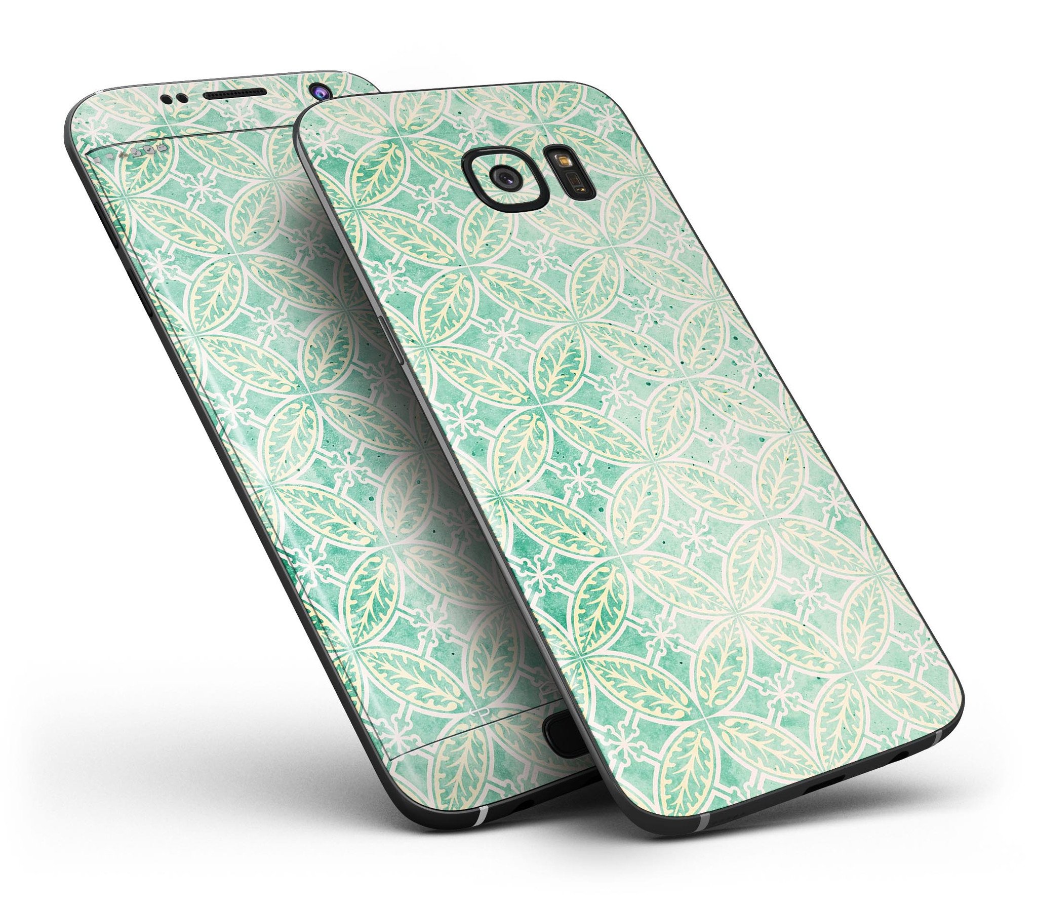 Faded blue and green overlapping circles skin for Samsung Galaxy S7 and S7 Edge, showcasing vibrant colors and a sleek design.