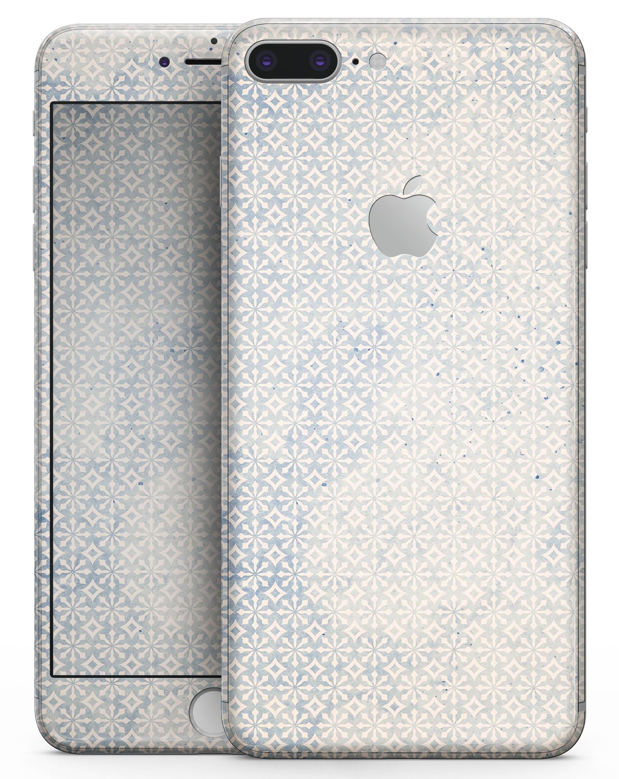 Faded blue and white snowflake pattern skin for iPhone 8 and 8 Plus, showcasing a stylish design that enhances device appearance.