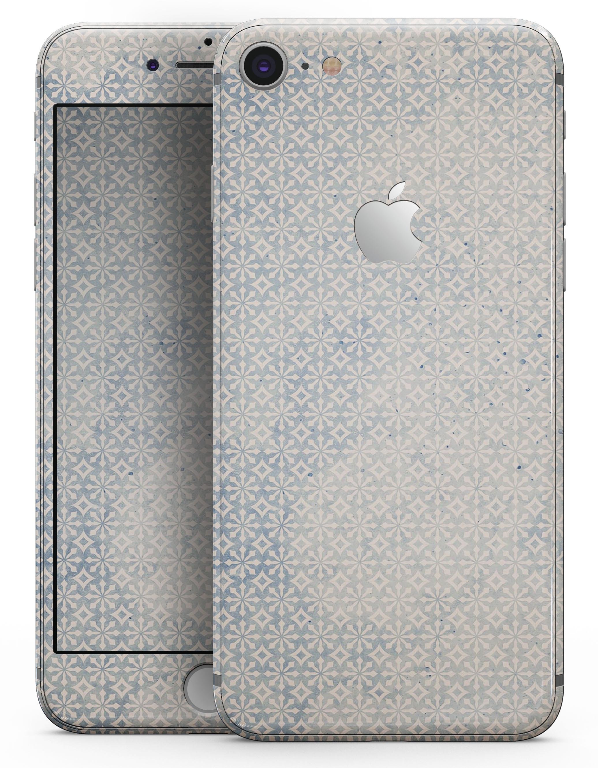 Faded blue and white snowflake pattern skin for iPhone 8 and 8 Plus, showcasing a stylish design that enhances device appearance.