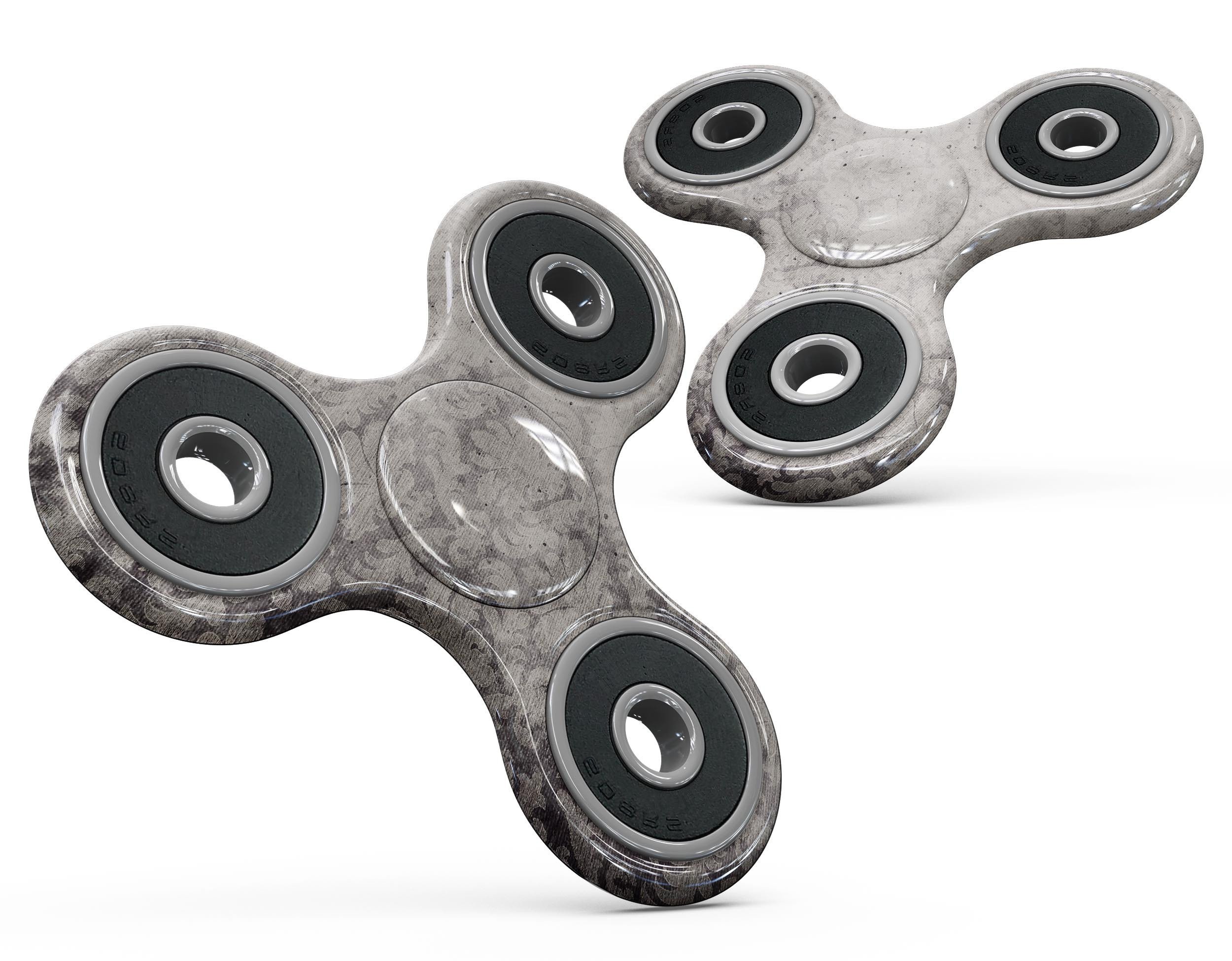 Faded brown damask pattern skin kit for fidget spinner, showcasing intricate design and premium vinyl material.