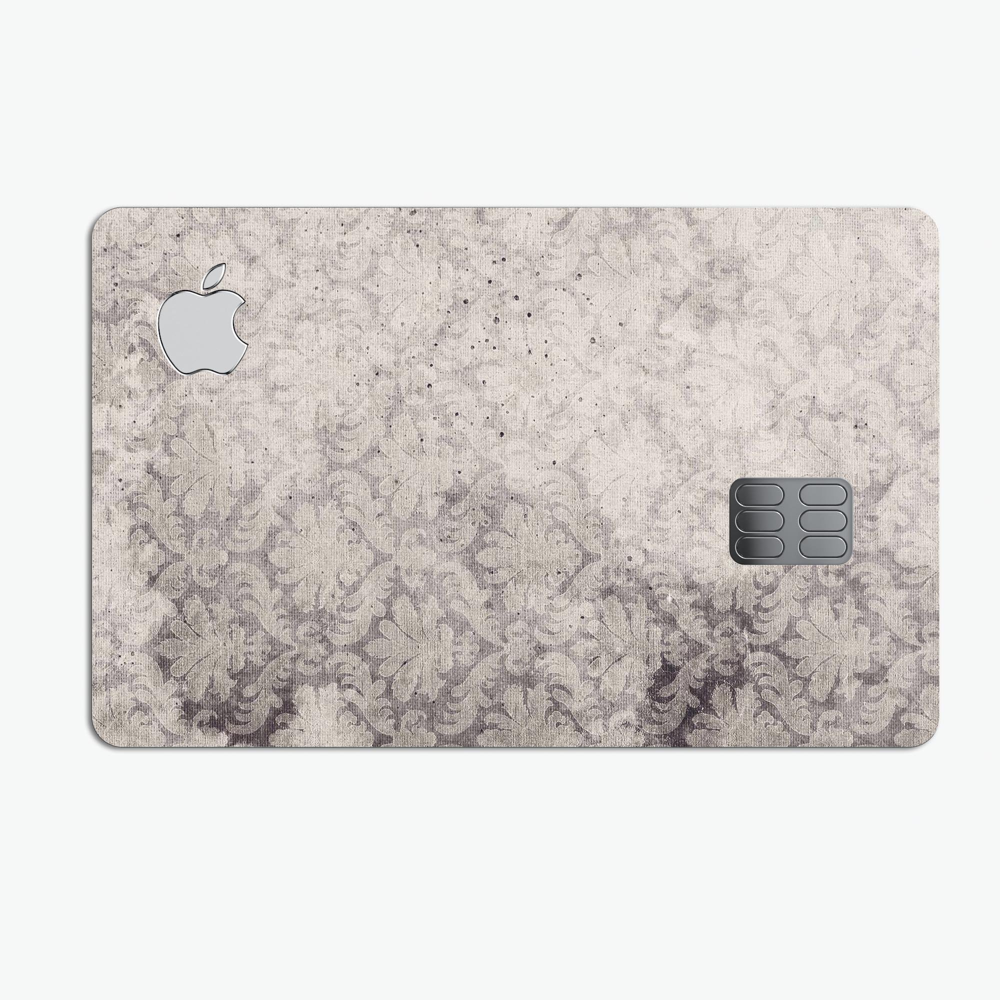 Faded Brown Damask Pattern protective decal skin for Apple Card, showcasing its elegant design and premium quality.