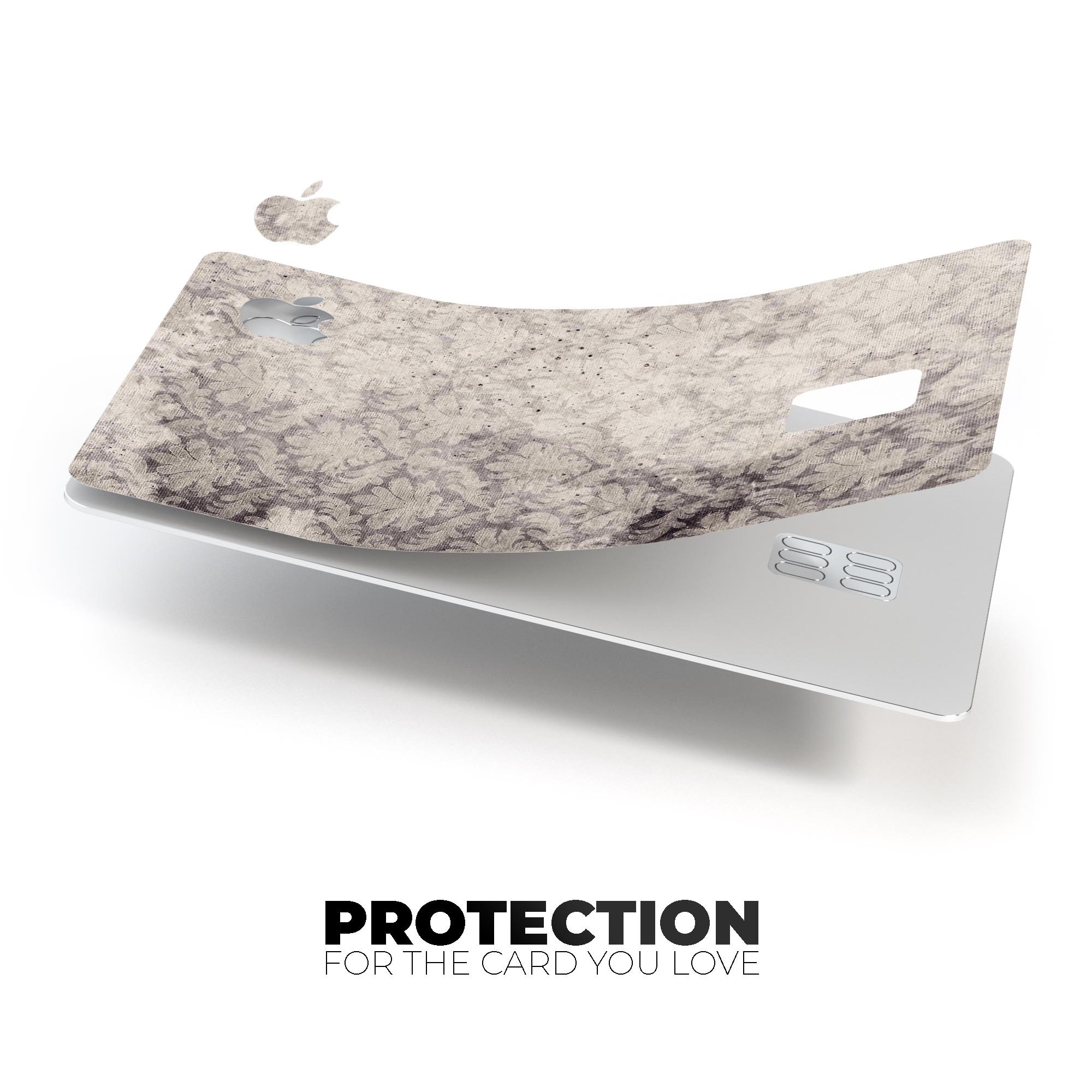 Faded Brown Damask Pattern protective decal skin for Apple Card, showcasing its elegant design and premium quality.