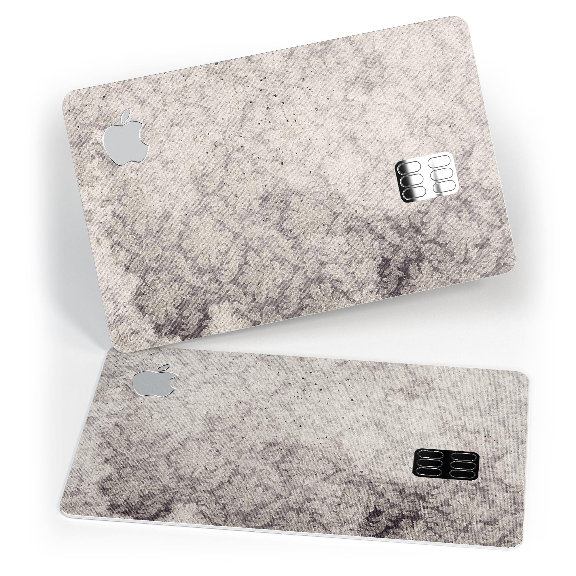 Faded Brown Damask Pattern protective decal skin for Apple Card, showcasing its elegant design and premium quality.