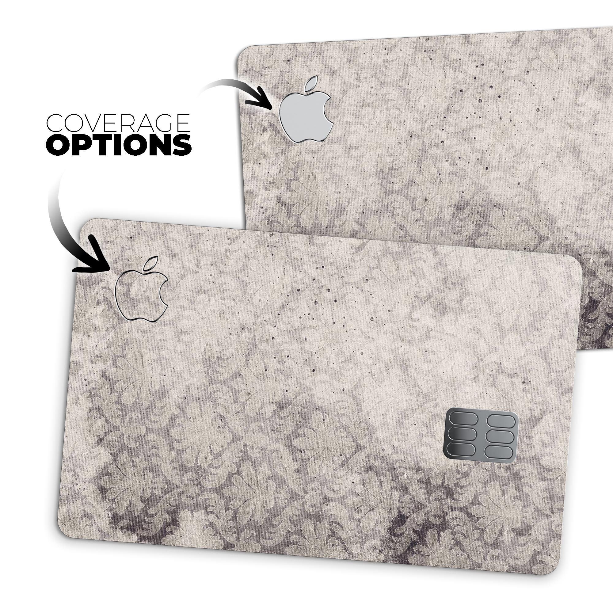 Faded Brown Damask Pattern protective decal skin for Apple Card, showcasing its elegant design and premium quality.