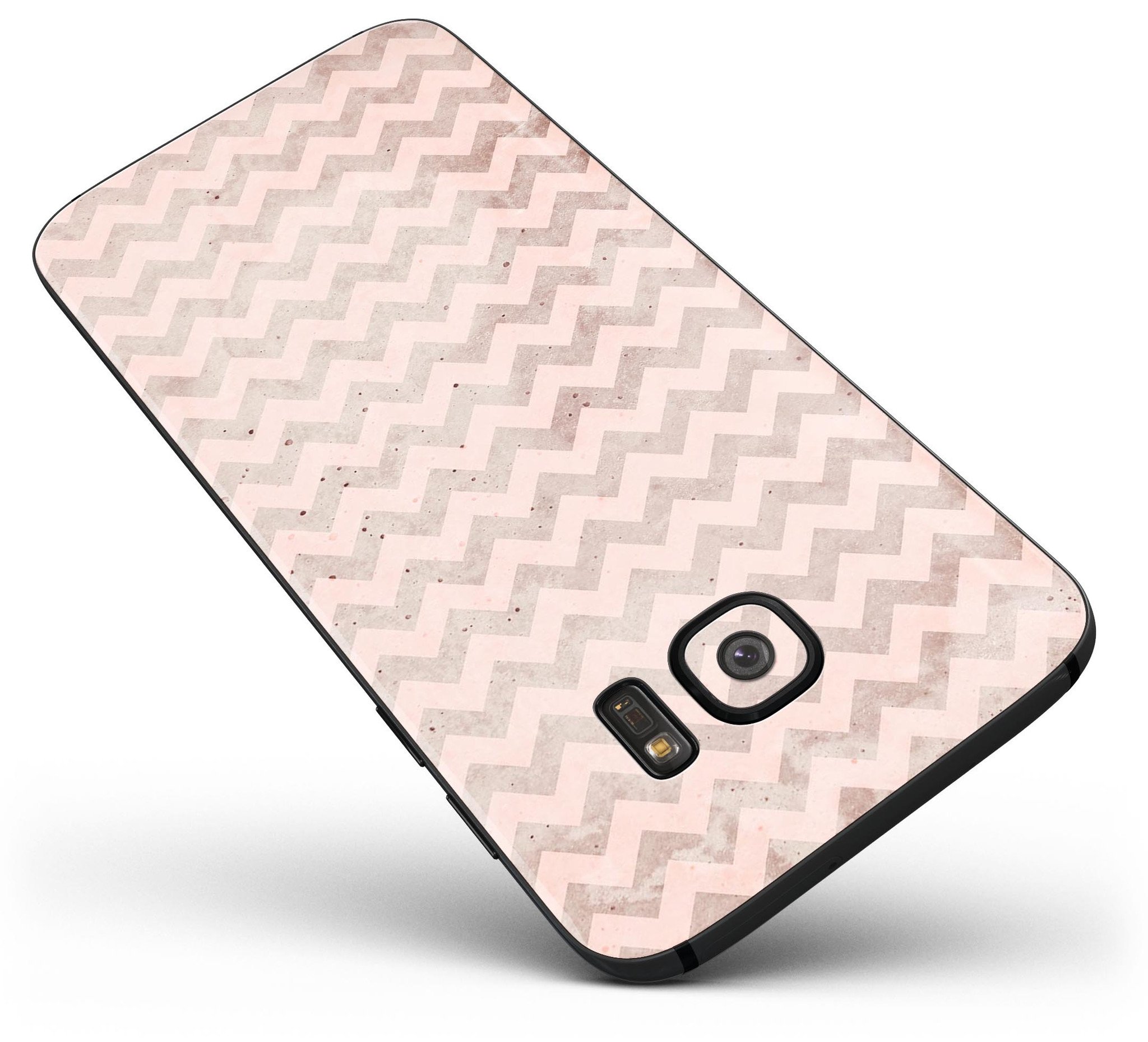 Faded Cocoa and Light Pink Chevron Pattern skin kit for Samsung Galaxy S7 and S7 Edge, showcasing a stylish design with full-body coverage.