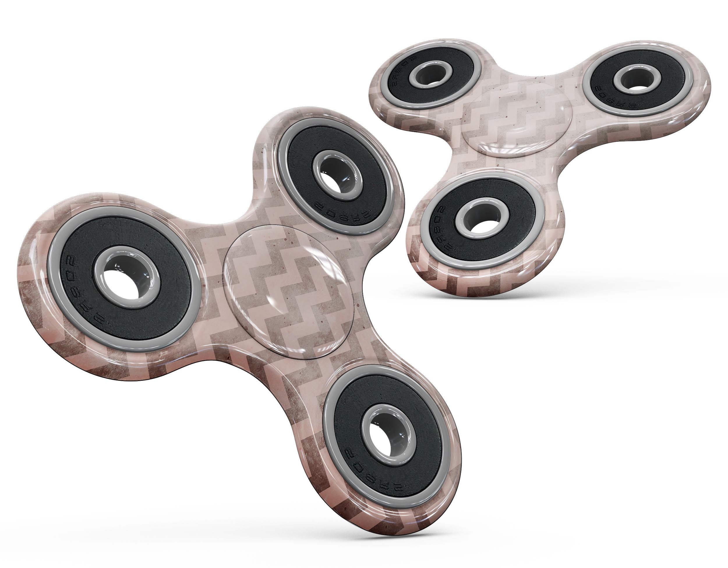 Faded cocoa and light pink chevron pattern skin for fidget spinner, showcasing a stylish design and premium vinyl material.